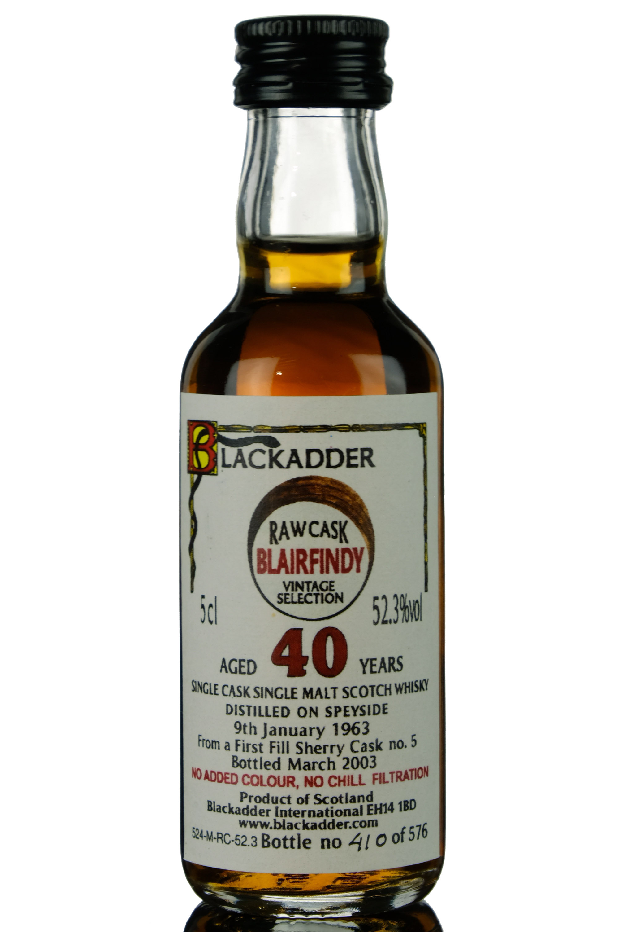 Blairfindy 19632003 40 Blackadder Raw Cask Single Cask 5 Miniature