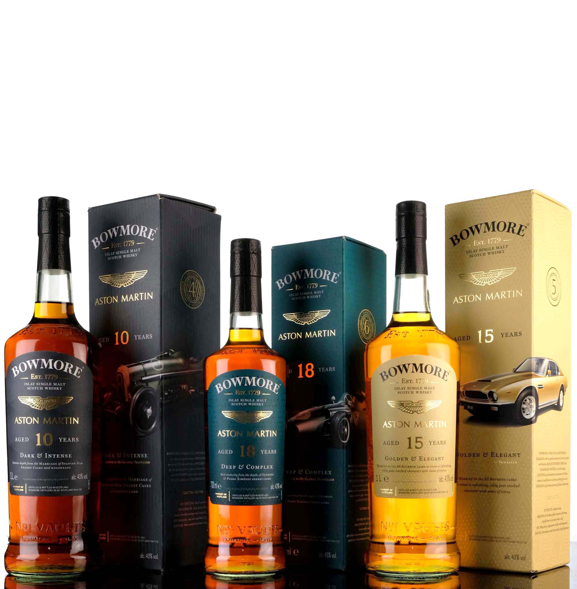 Bowmore Aston Martin Set - 10 - 15 - 18 Year Old - Edition 4