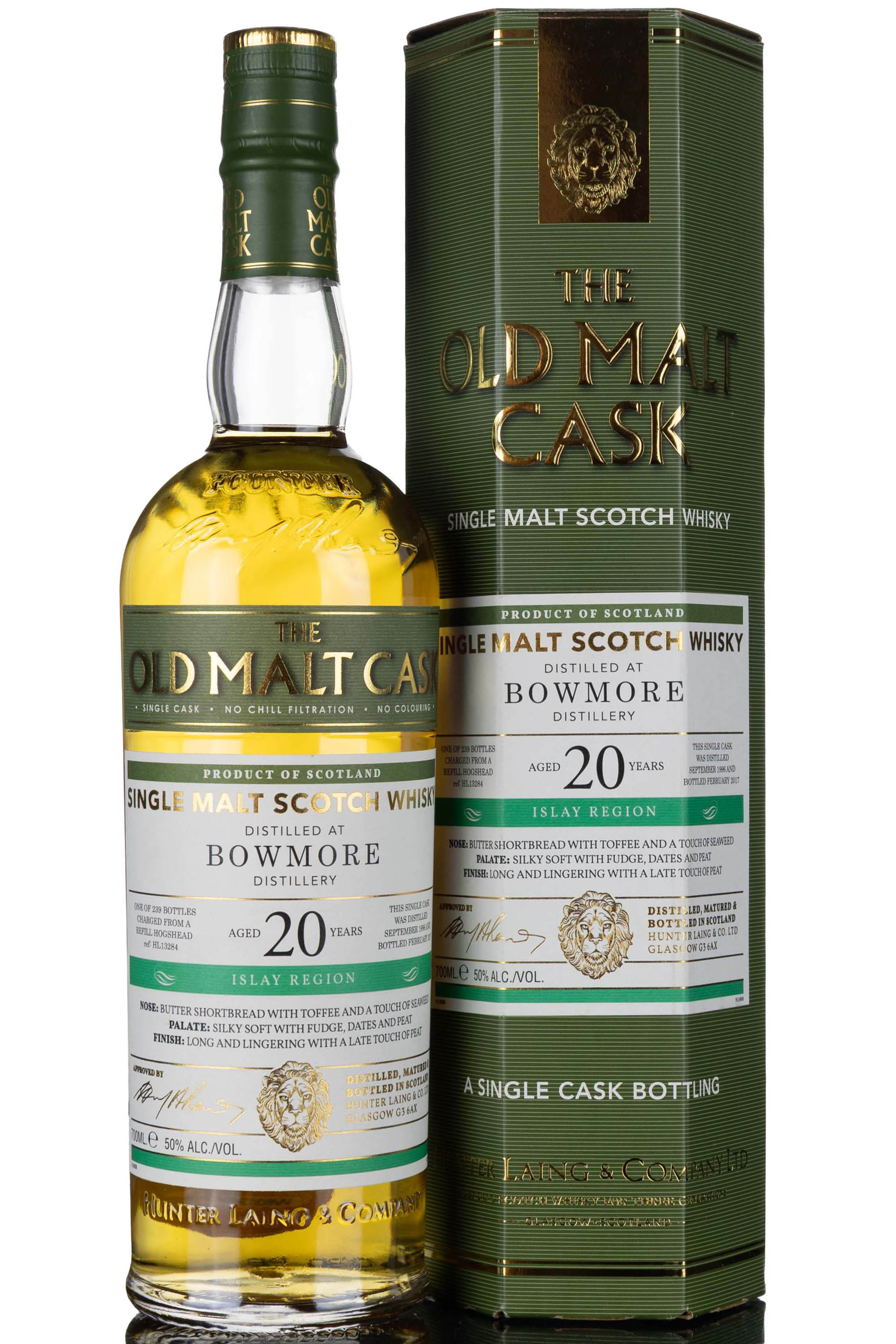 Bowmore 1996-2017 - 20 Year Old - Hunter Laing - Old Malt Cask - Single Cask 13284
