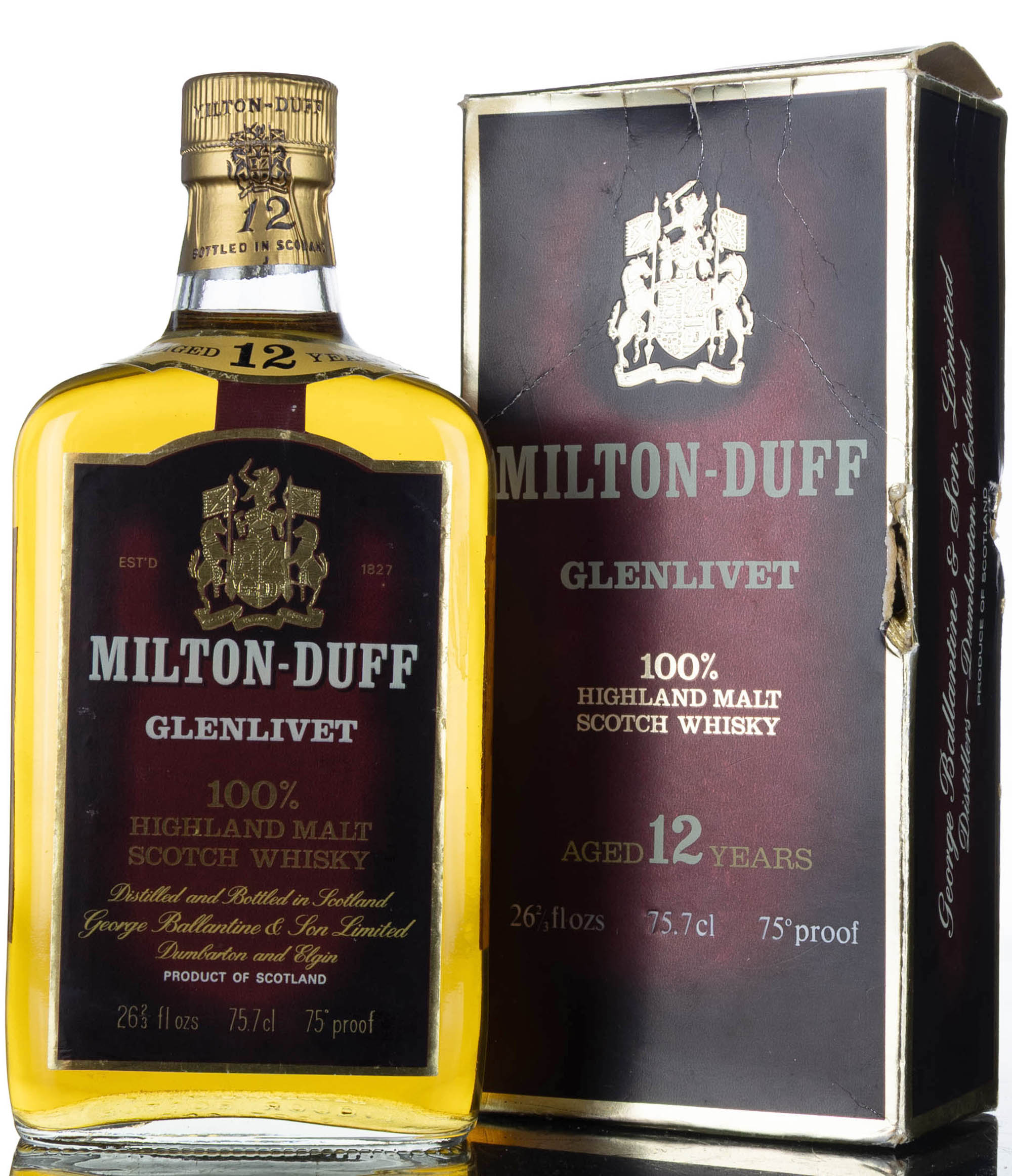 Miltonduff-Glenlivet 12 Year Old, 37.5% whisky bottle