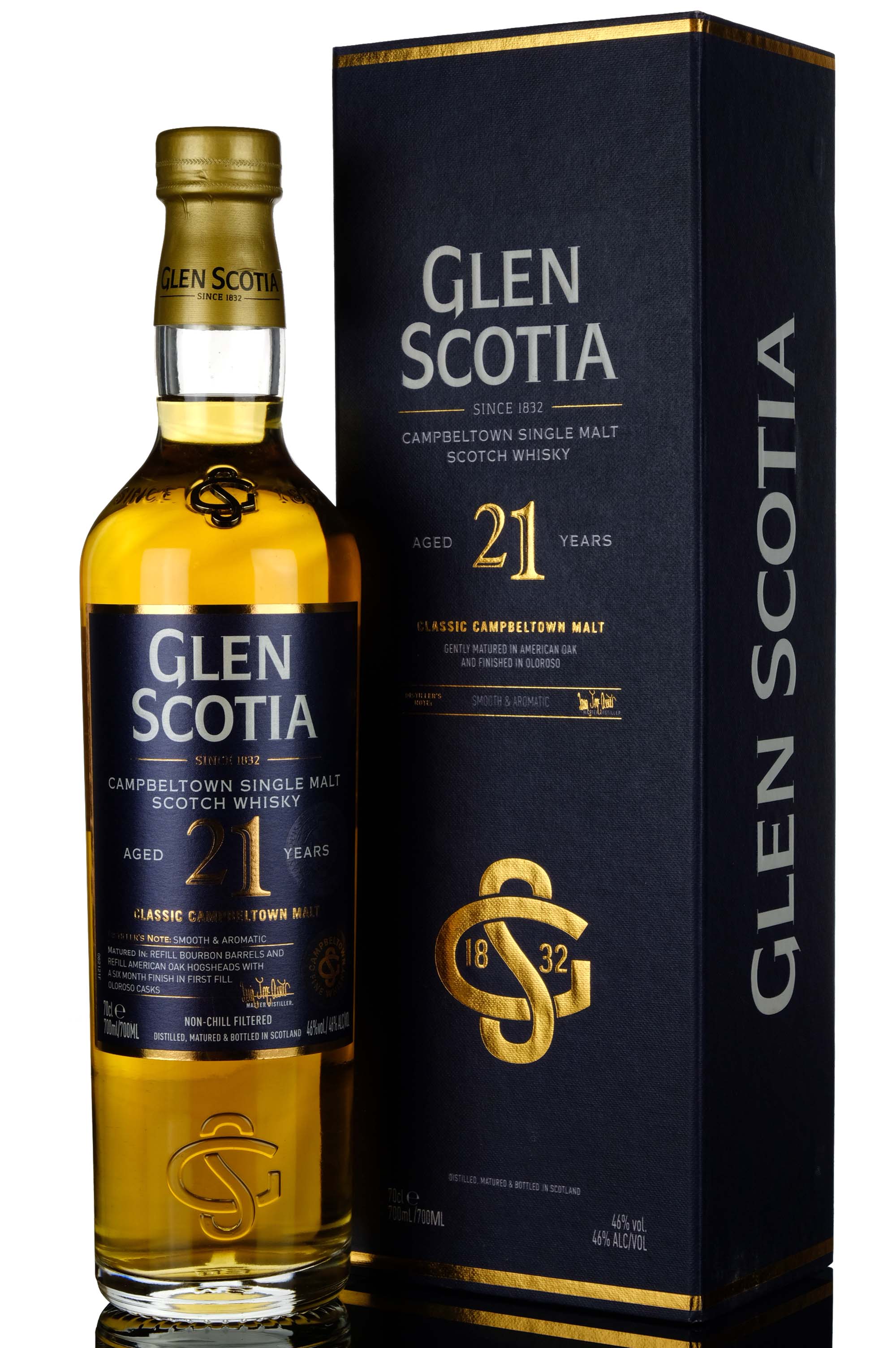 Glen Scotia 21 Year Old, Bourbon & Oloroso Sherry Cask, 2022, 46% whisky bottle