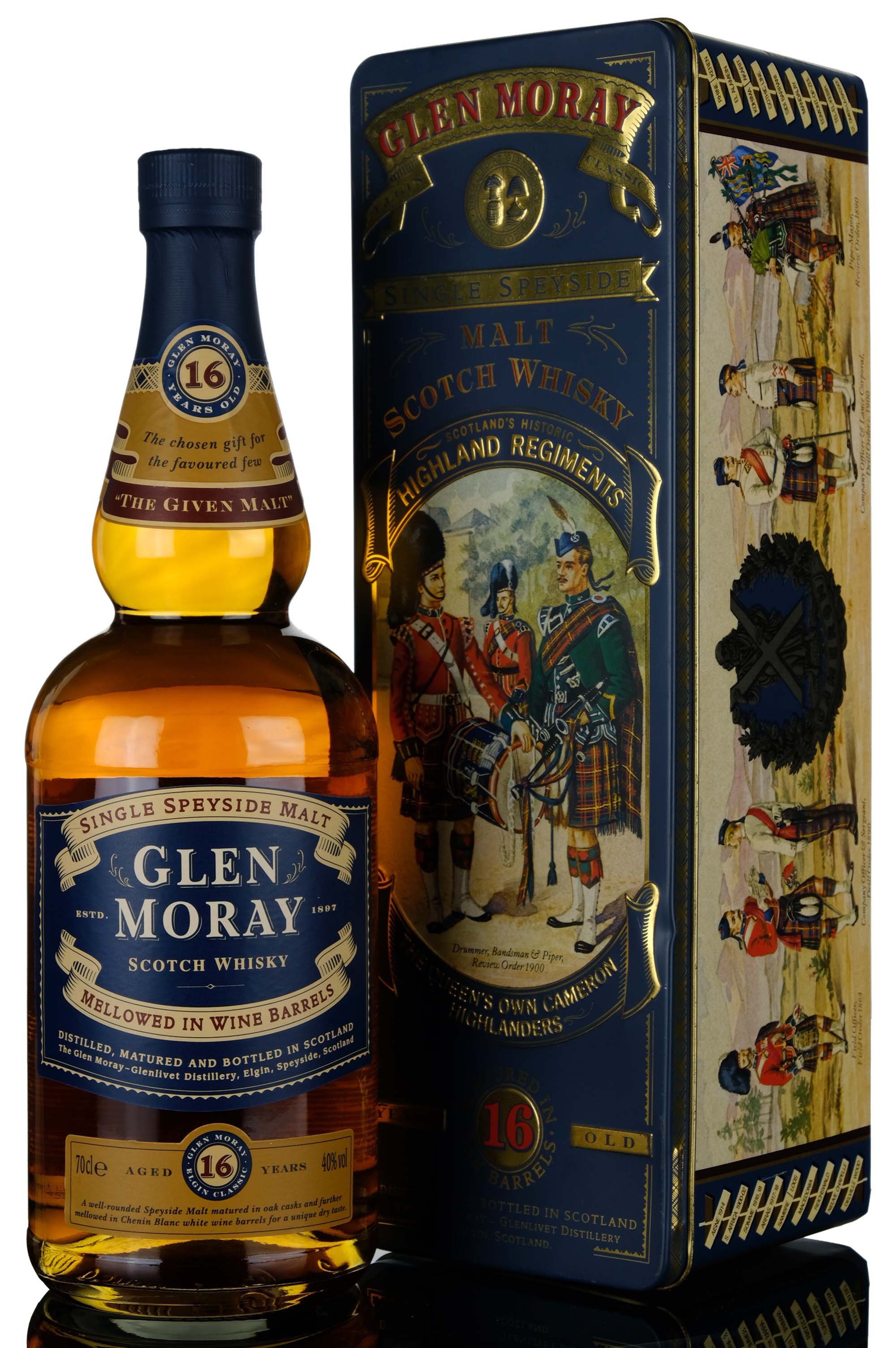 Glen Moray Highland Regiment's 'The Queens Own Cameron' 16 Year Old, Wine Cask, 40% whisky bottle