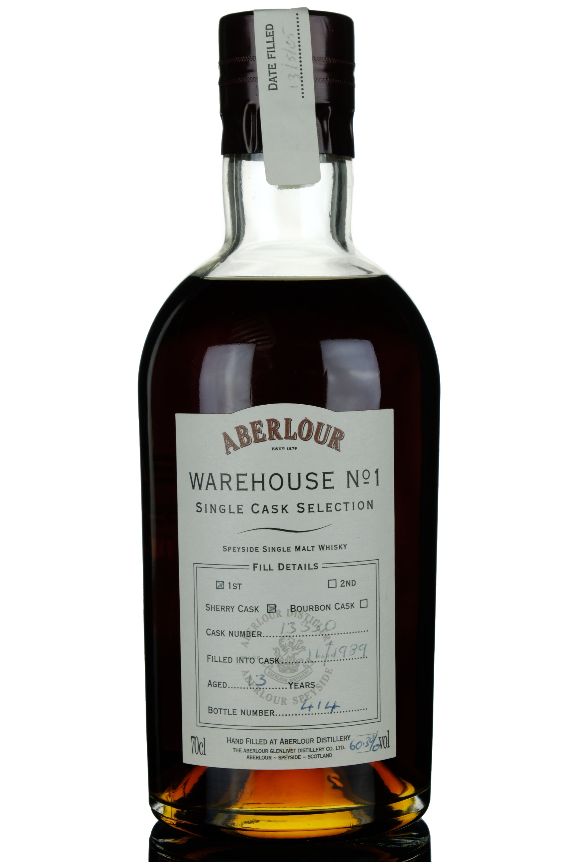 Aberlour Warehouse No. 1 Single Cask Selection 13 Year Old, Sherry Cask, Cask #13330, 2003, 60.3% whisky bottle