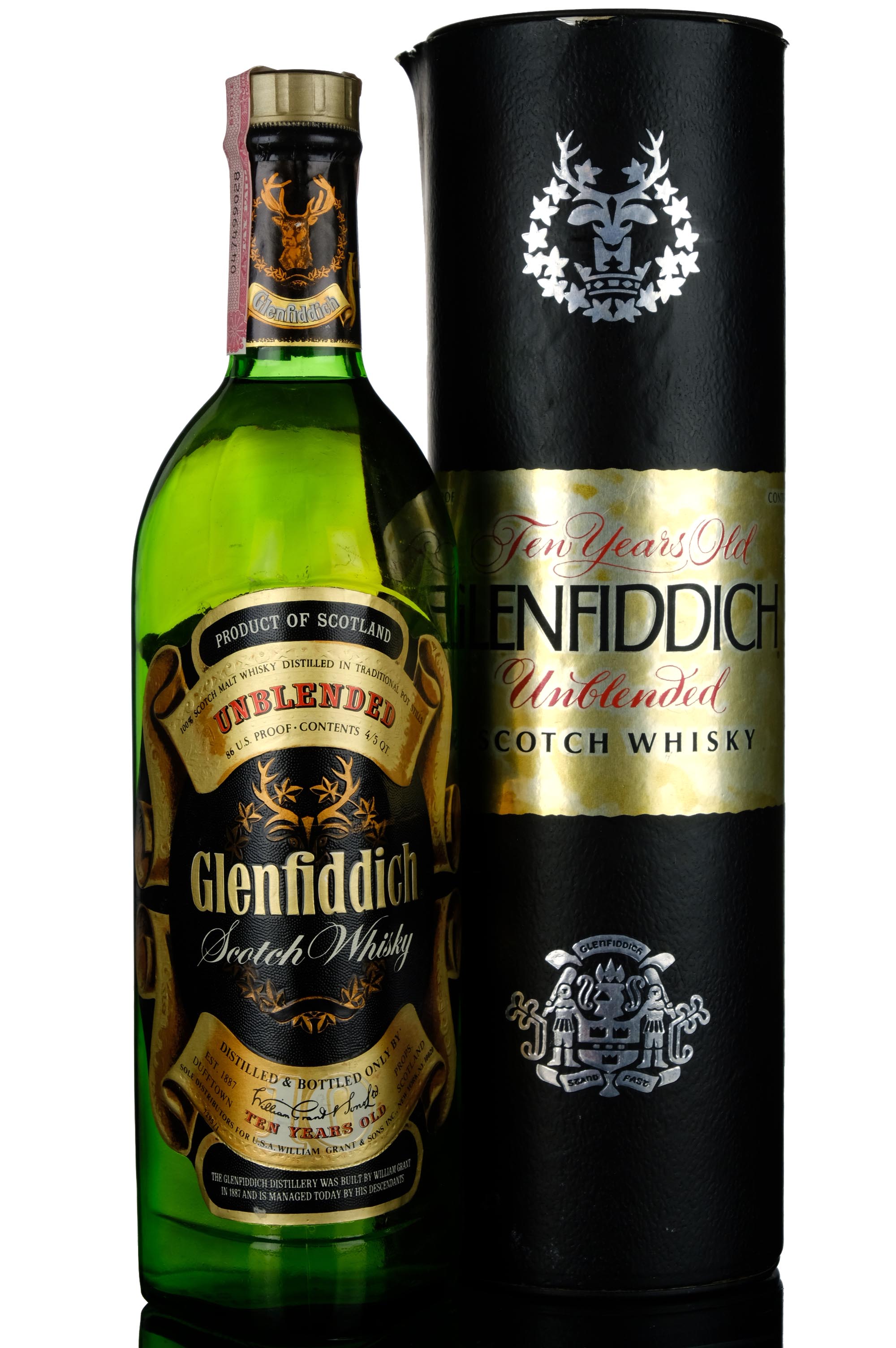 Glenfiddich Unblended 10 Year Old, 43%, 75.7cl whisky bottle