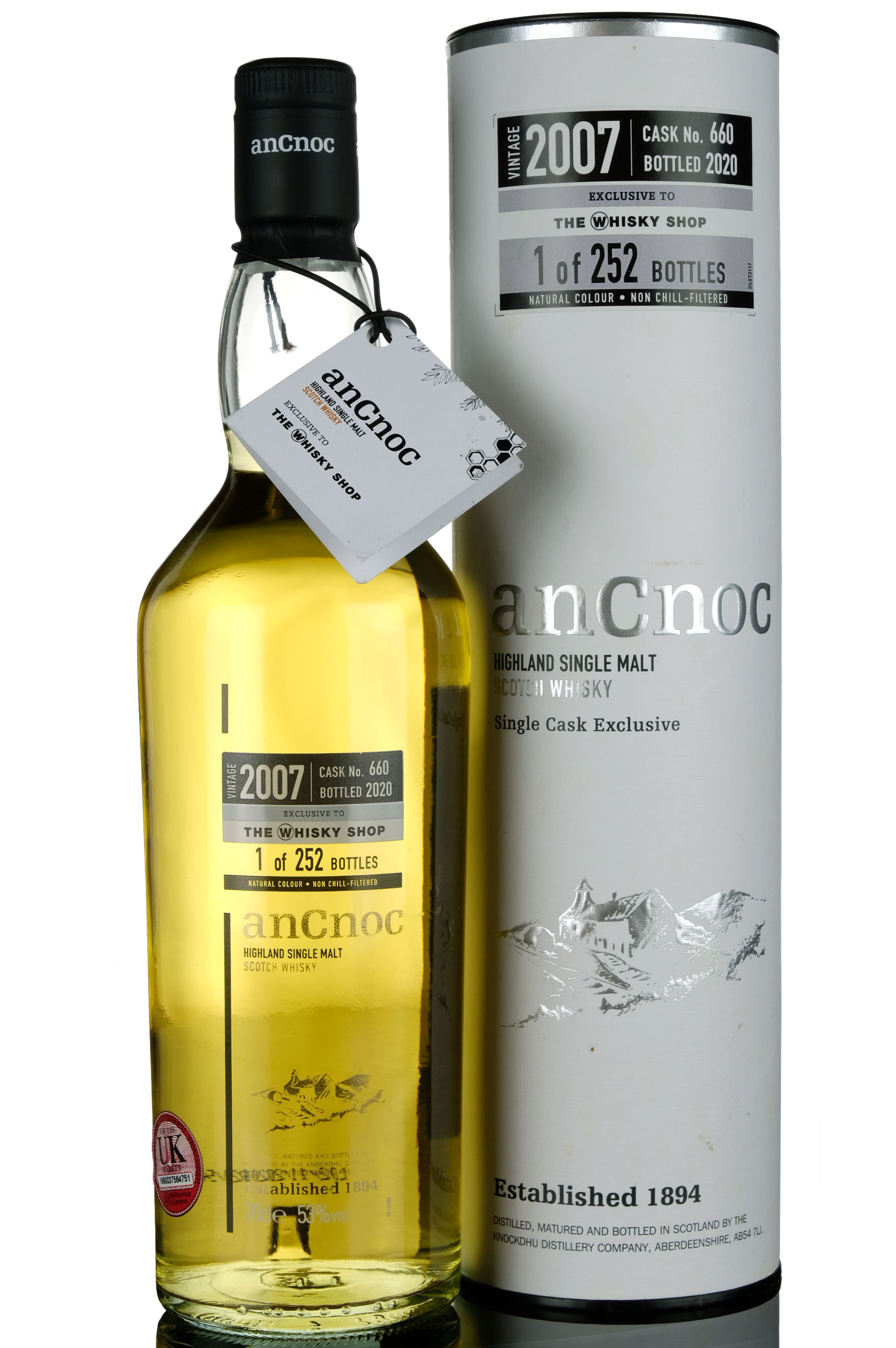 anCnoc The Whisky Shop Exclusive 13 Year Old, Bourbon Cask, Cask #660, 2020, 53% whisky bottle