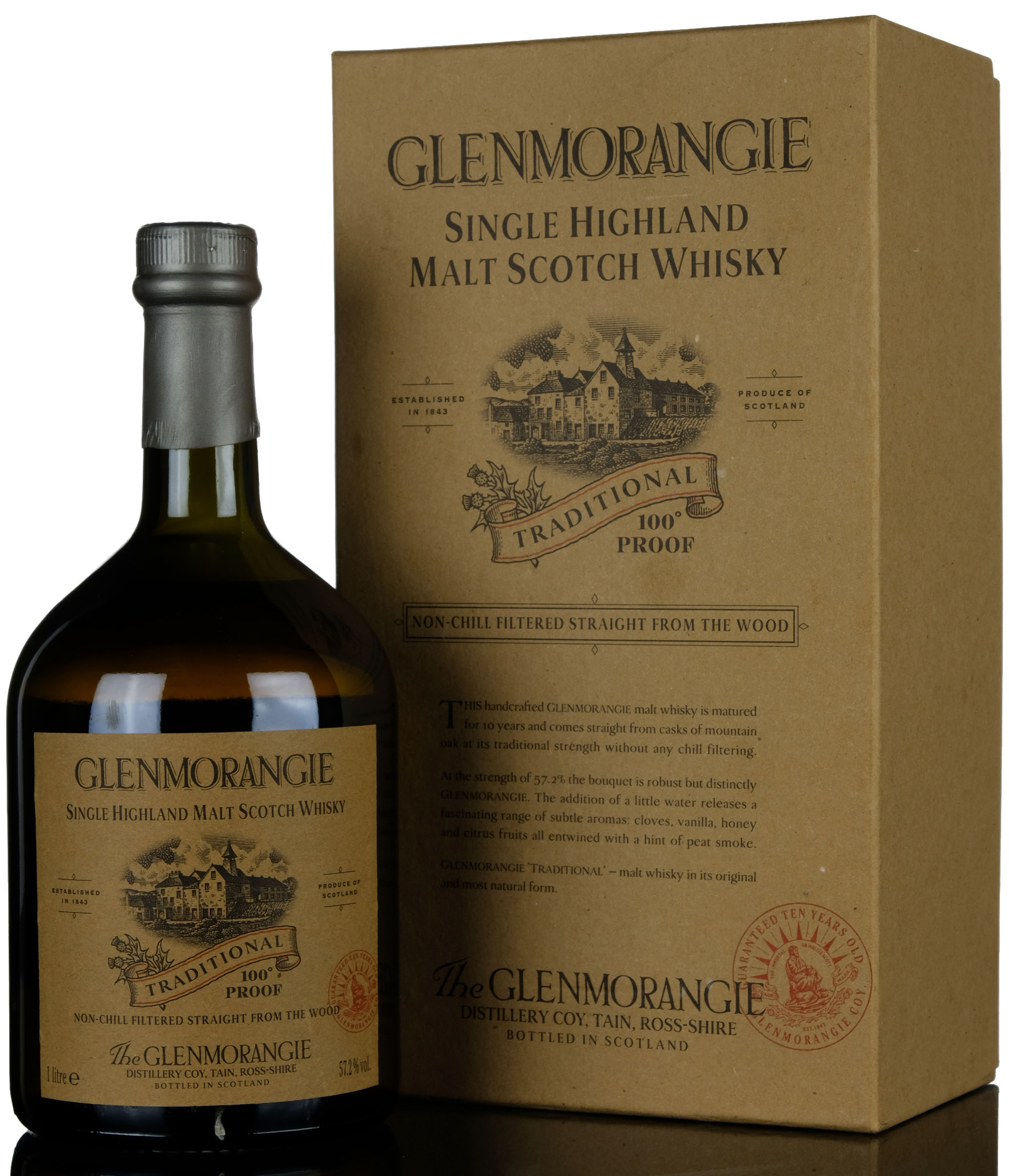 Glenmorangie 10 Year Old - Traditional - Early 2000s - 100 Proof - 1 Litre