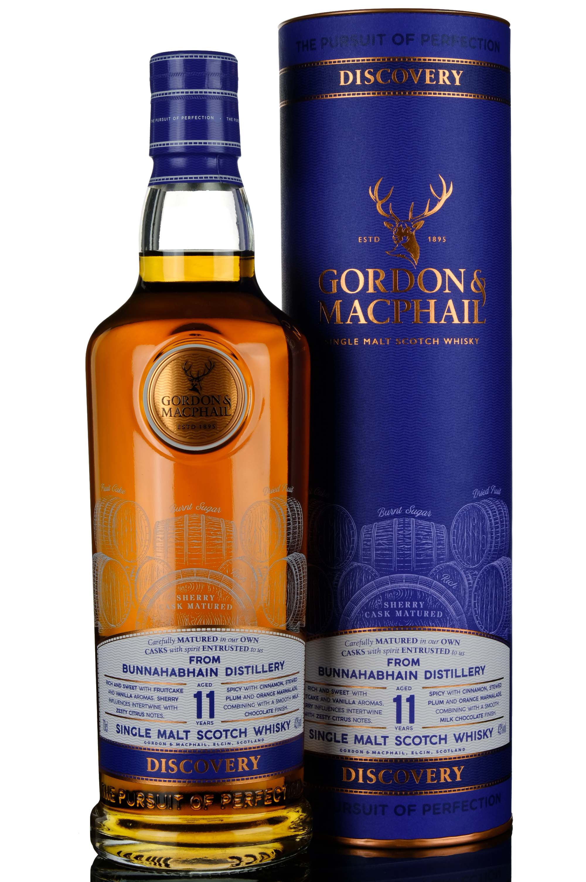 Bunnahabhain Discovery 11 Year Old, Sherry Cask, Gordon & MacPhail, 43% whisky bottle