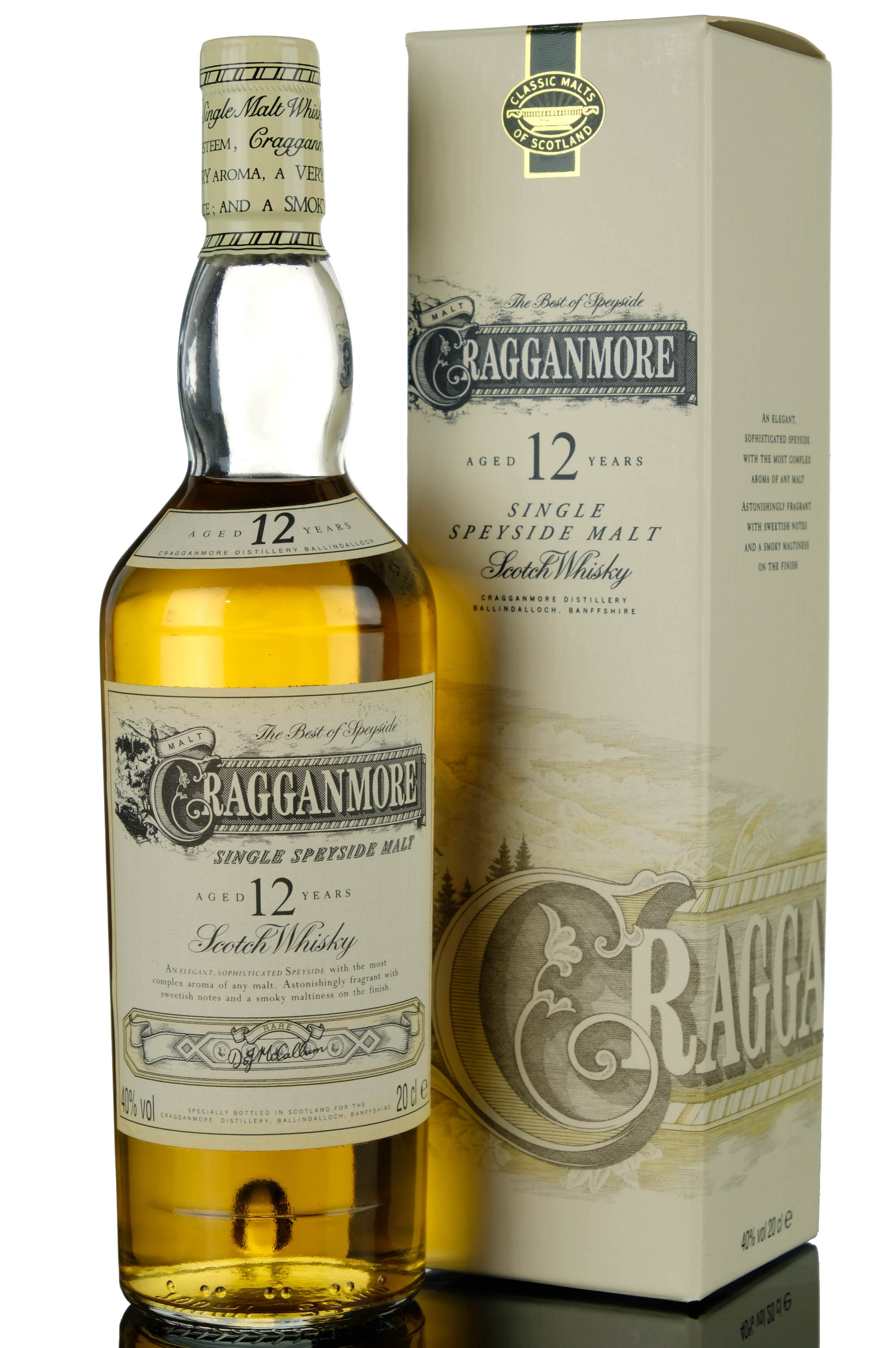 Cragganmore 12 Year Old, 40% whisky bottle