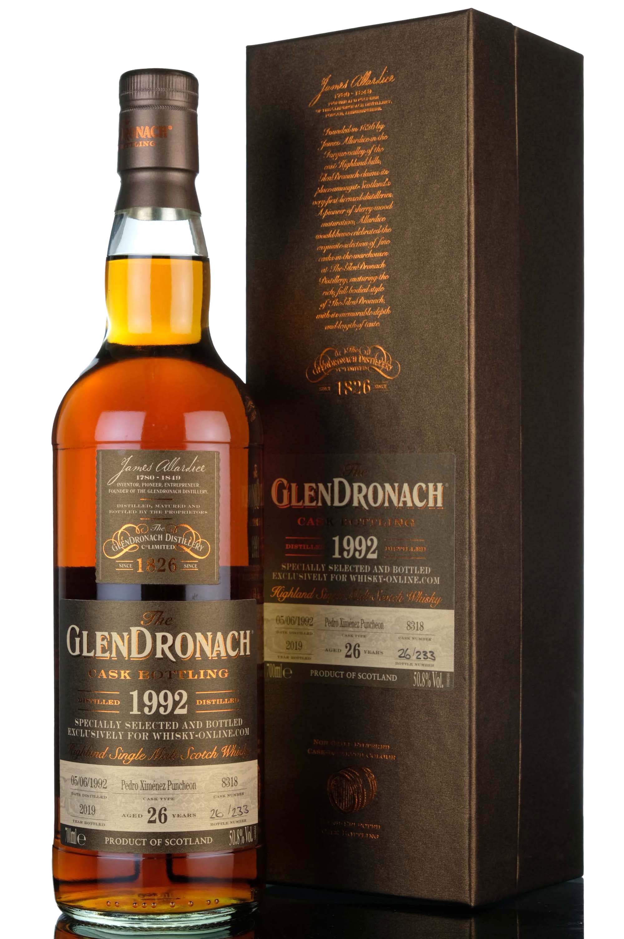 Glendronach 1992-2019 - 26 Year Old - Single Cask 8318 - Whisky-Online Exclusive