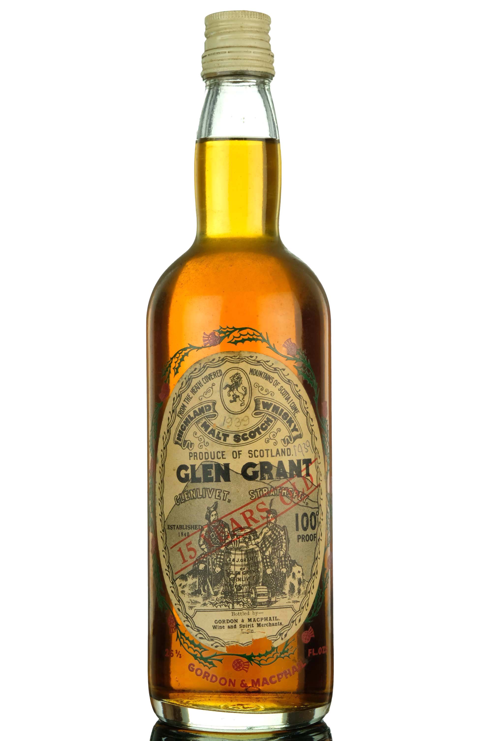 Glen Grant 15 Year Old - Gordon & MacPhail - Early 1960s - 100 Proof