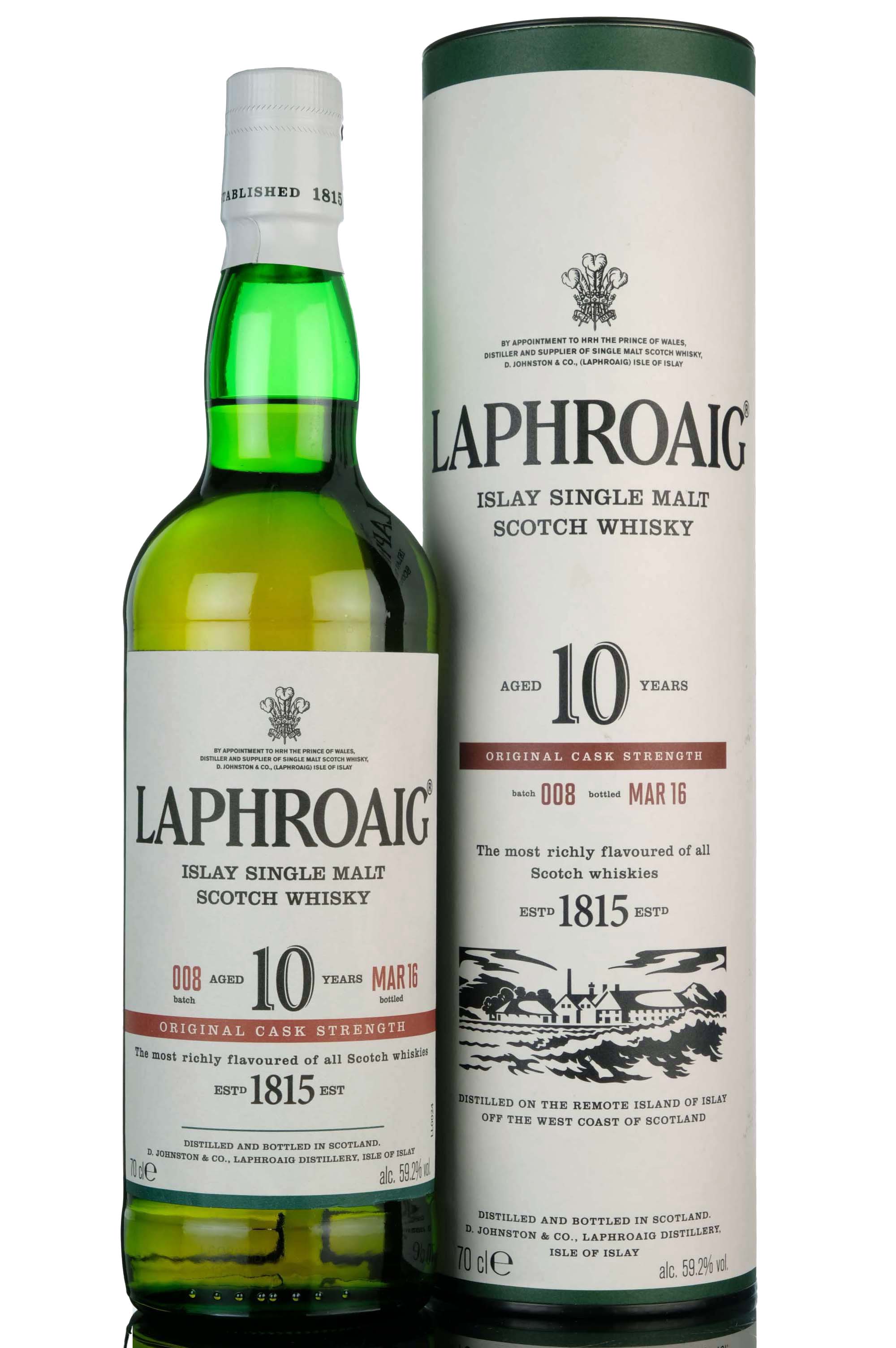 Laphroaig 10 Year Old - Original Cask Strength 59.2% - Batch 008 - 2016 Release