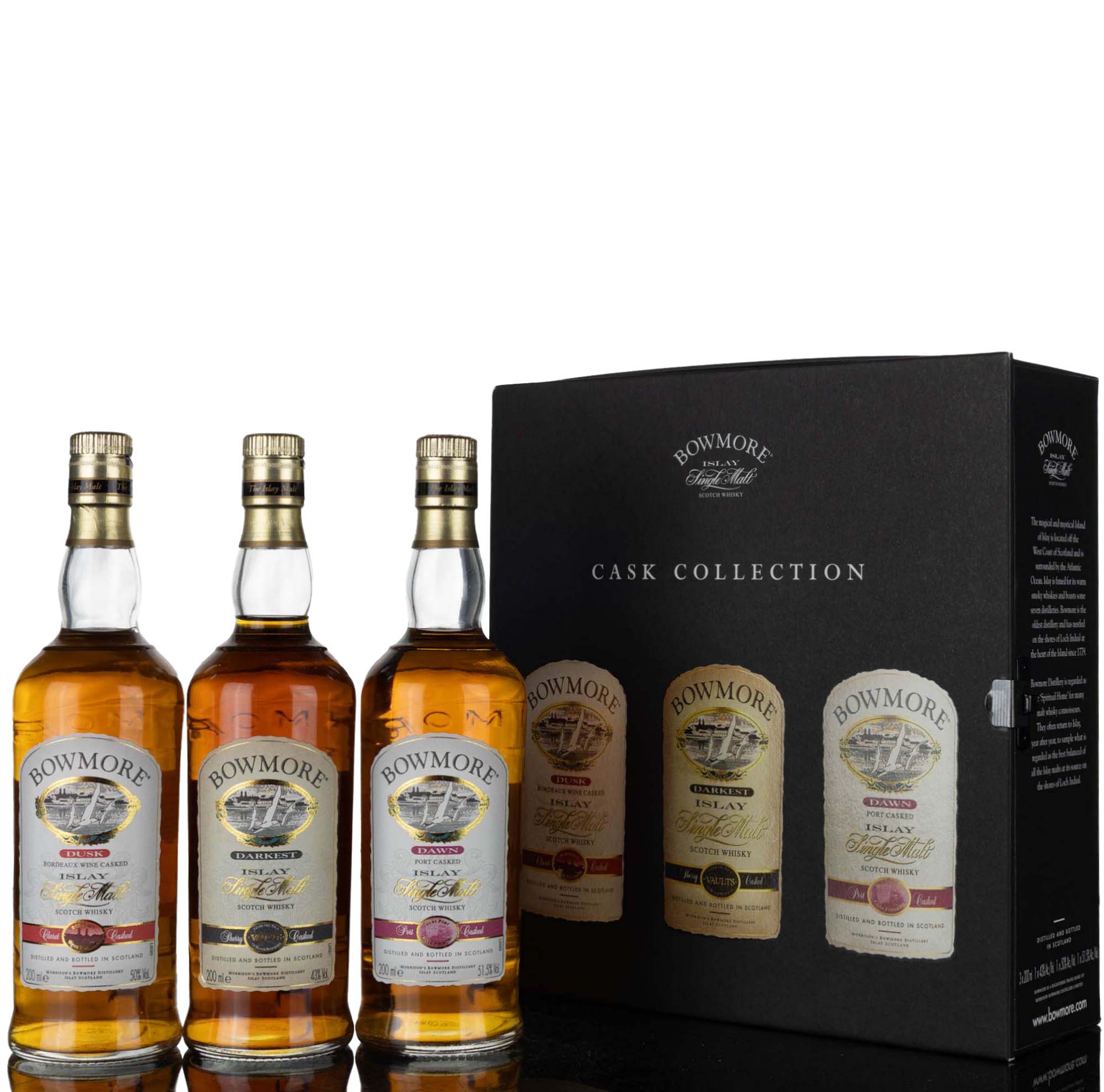 Bowmore Cask Collection - Dusk - Darkest - Dawn - Quarter Bottles