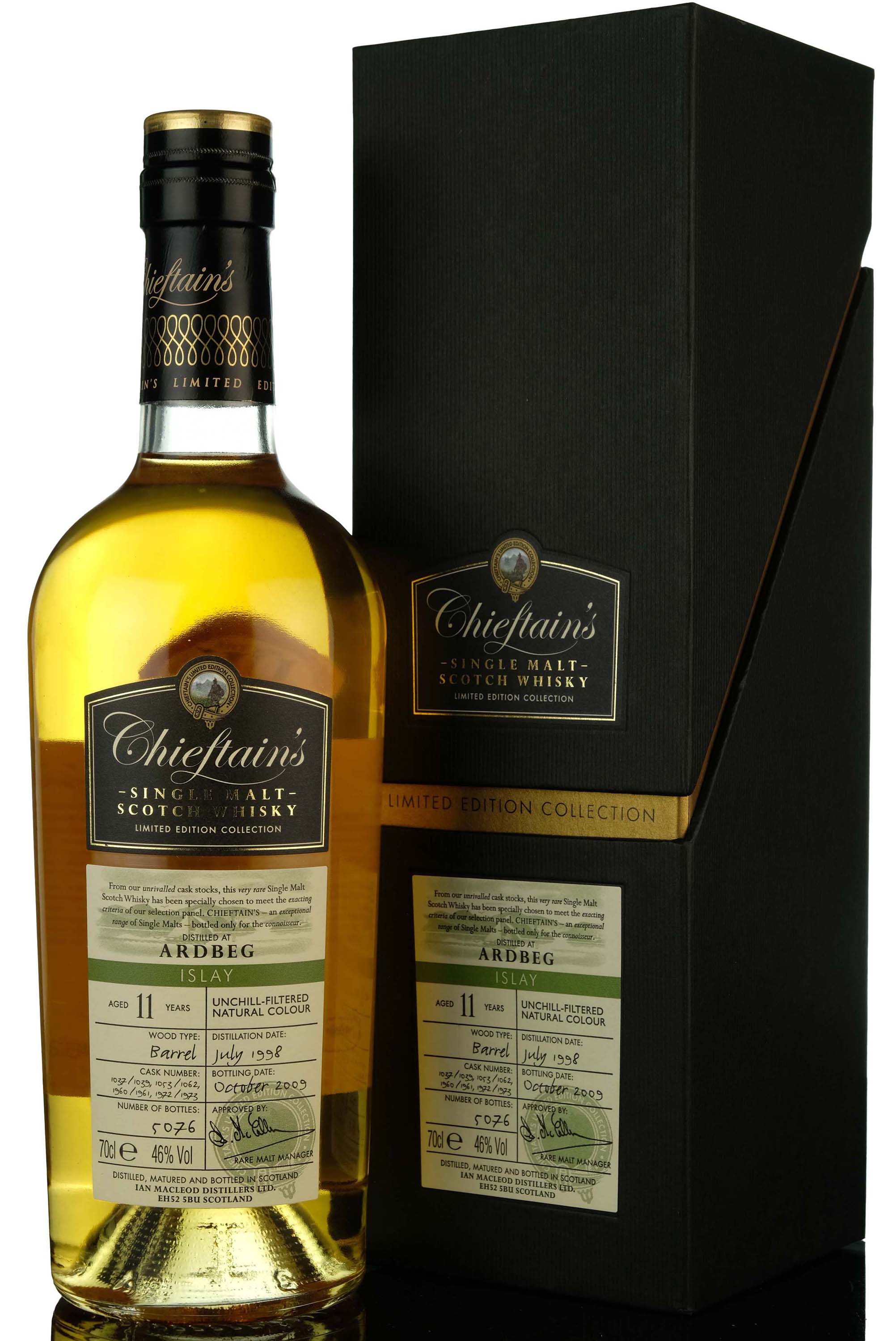 Ardbeg 1998-2009 - 11 Year Old - Chieftains - Casks 1037-1039-1053-1062-1960-1961-1972-197