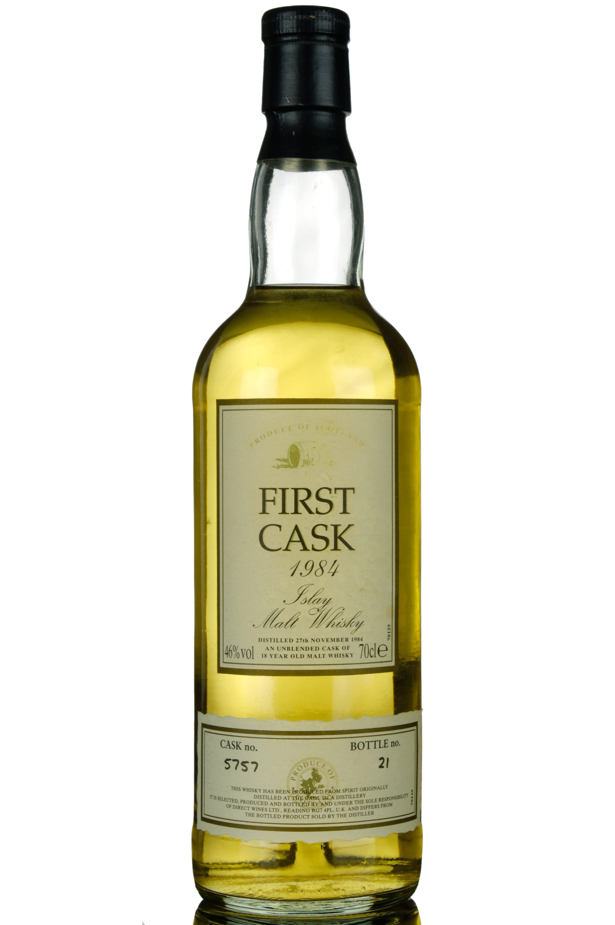 Caol Ila First Cask #18 Year Old, Cask #5757, 1984, Direct Wines, 46% whisky bottle