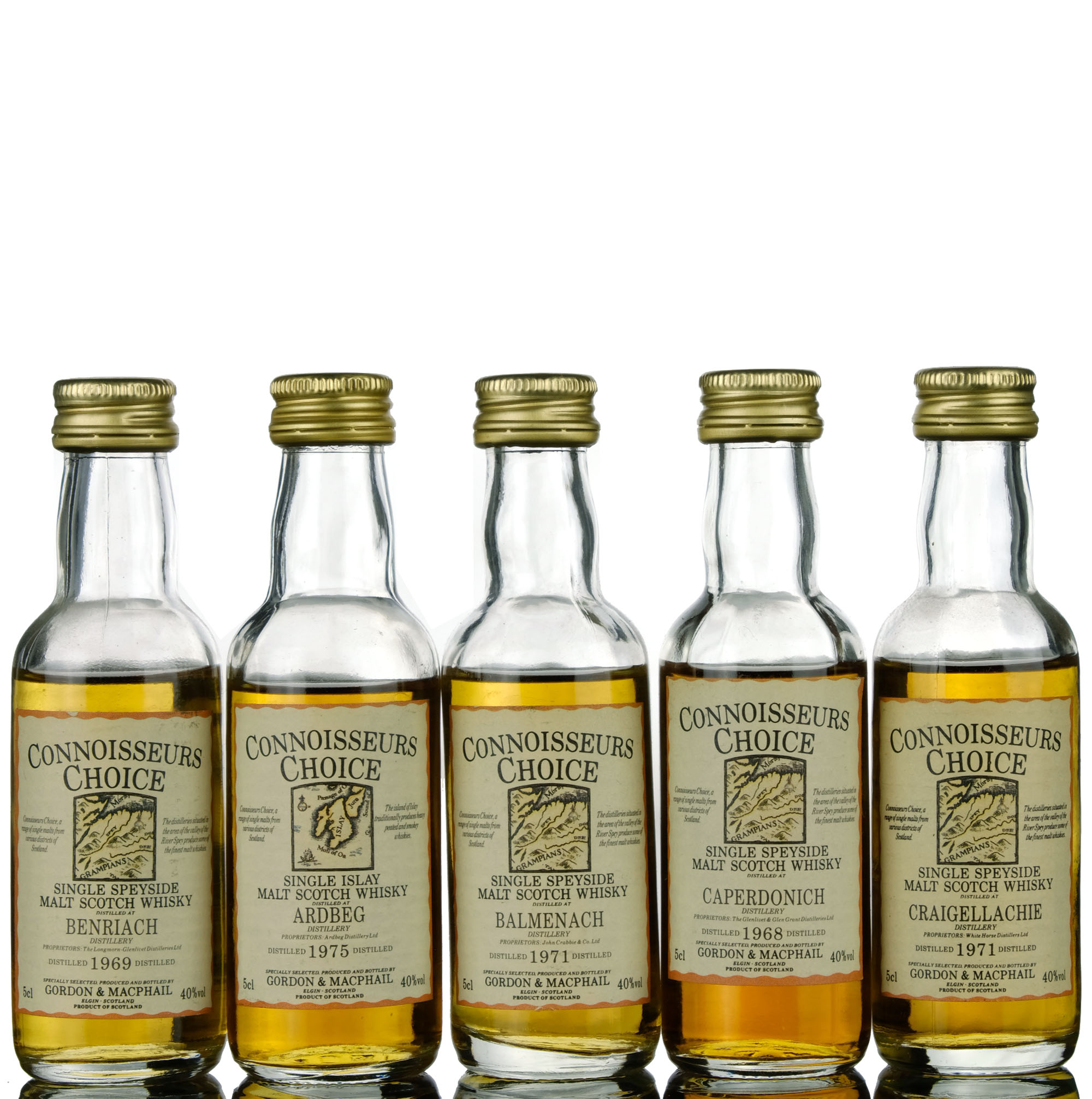5 x Gordon & MacPhail Connoisseurs Choice Miniatures