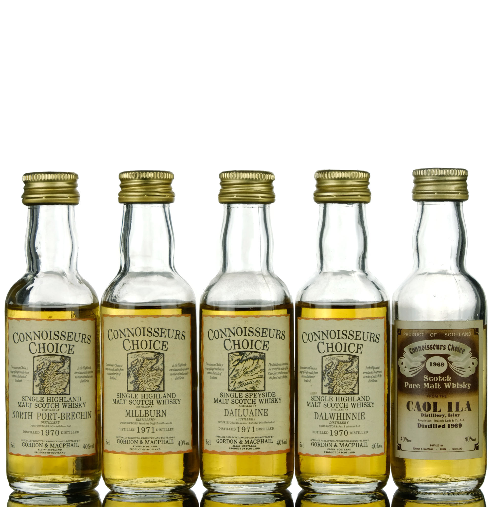 5 x Gordon & MacPhail Connoisseurs Choice Miniatures