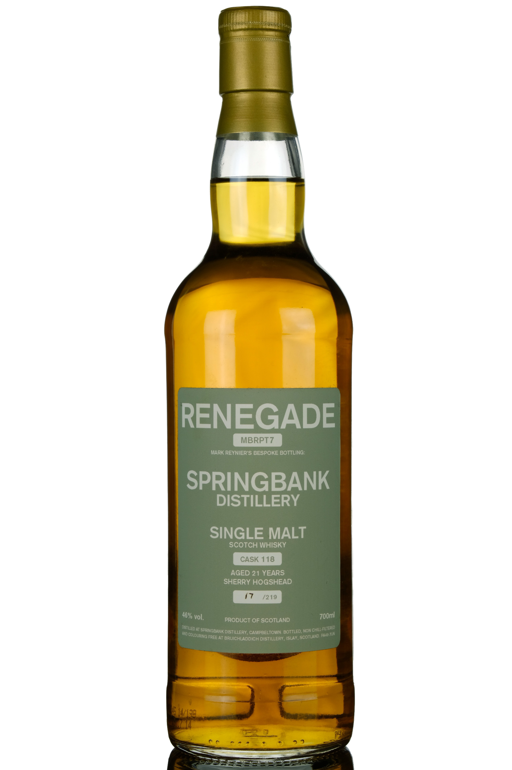 Springbank 21 Year Old - Mark Reyniers Renegade Private Bottling - Single Cask 118