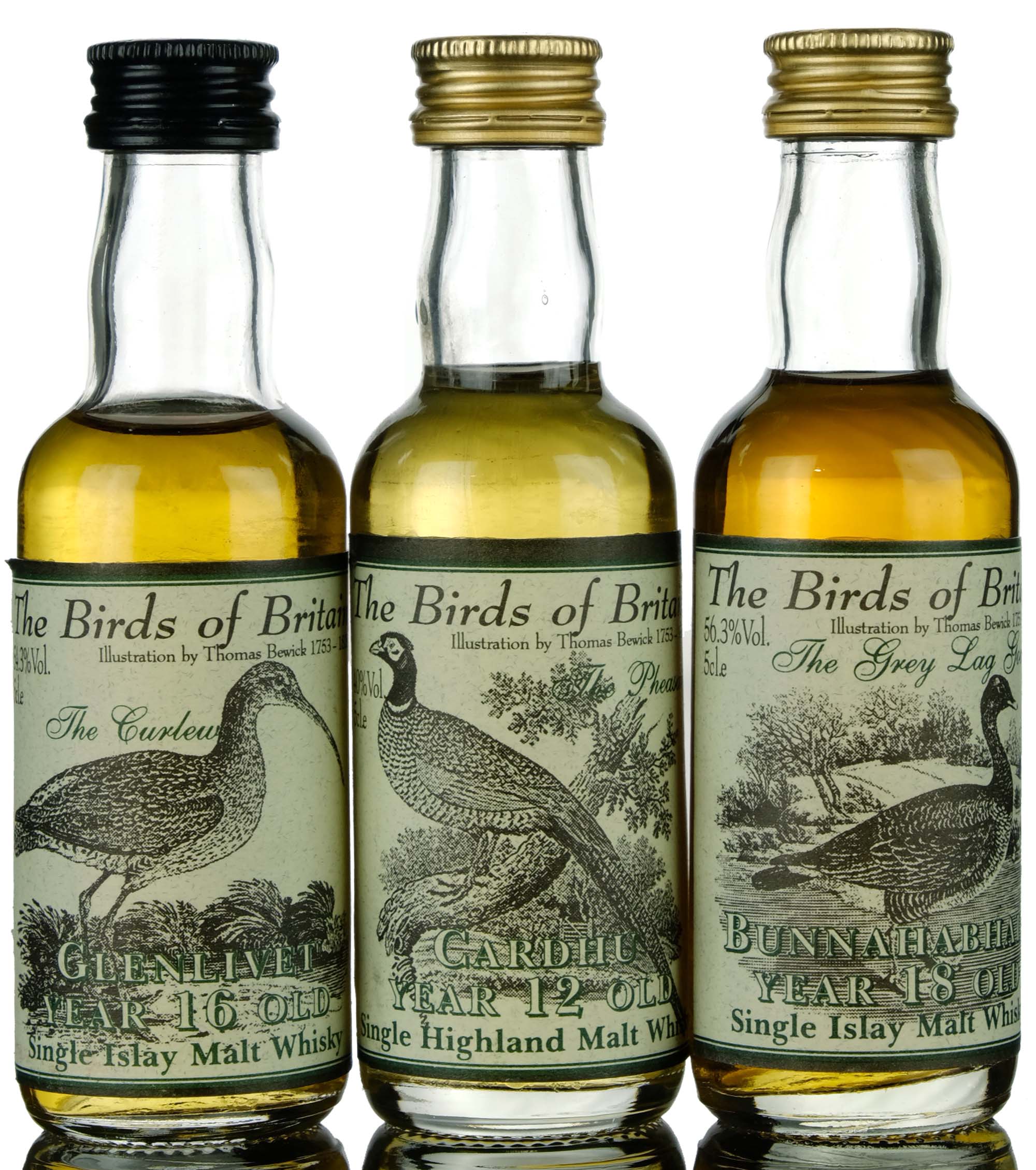 3 x The Whisky Connoisseur The Birds Of Britain Miniatures