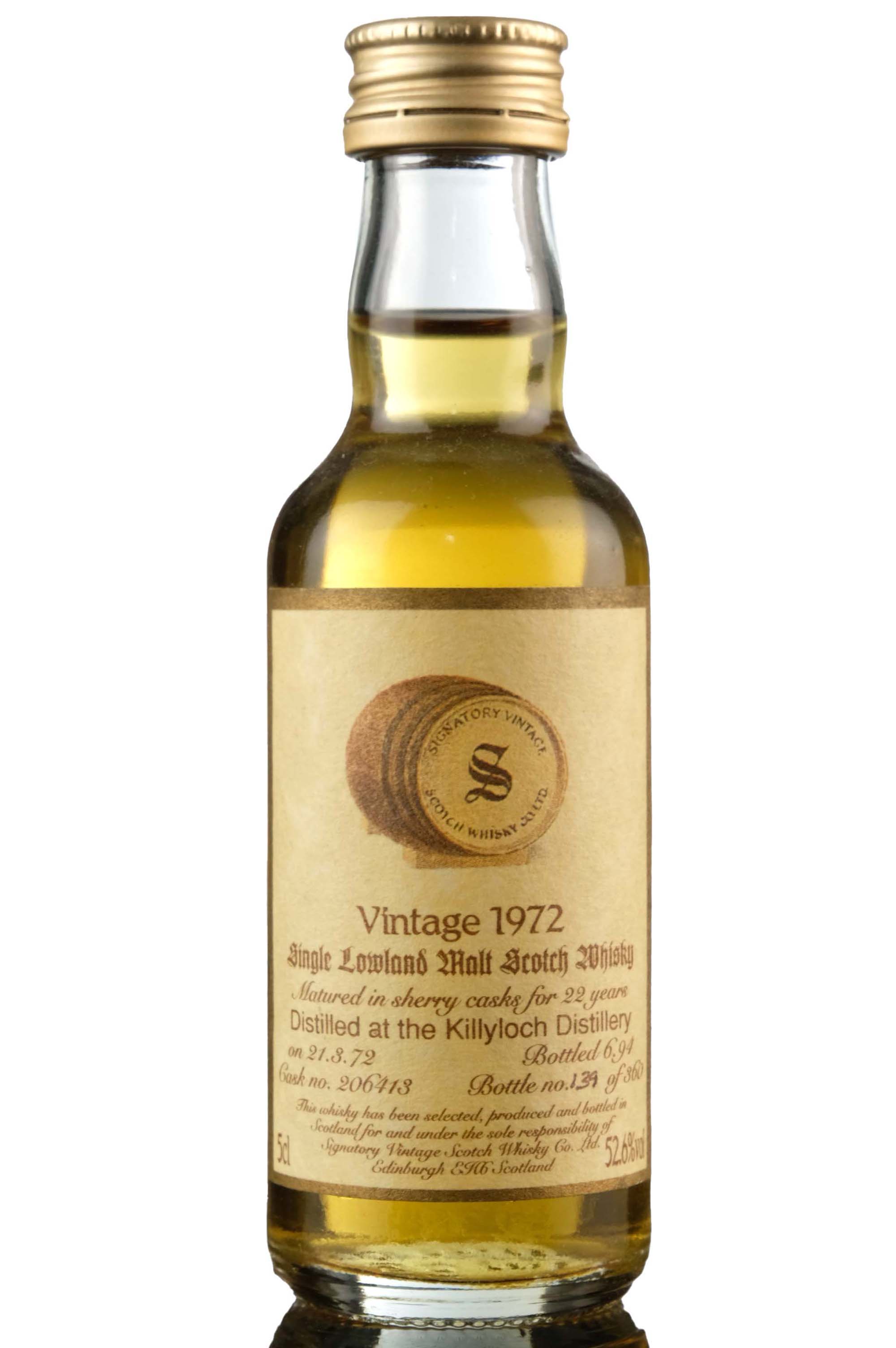 Killyloch 1972-1994 - 22 Year Old - Signatory Vintage - Single Cask 206413 - Miniature
