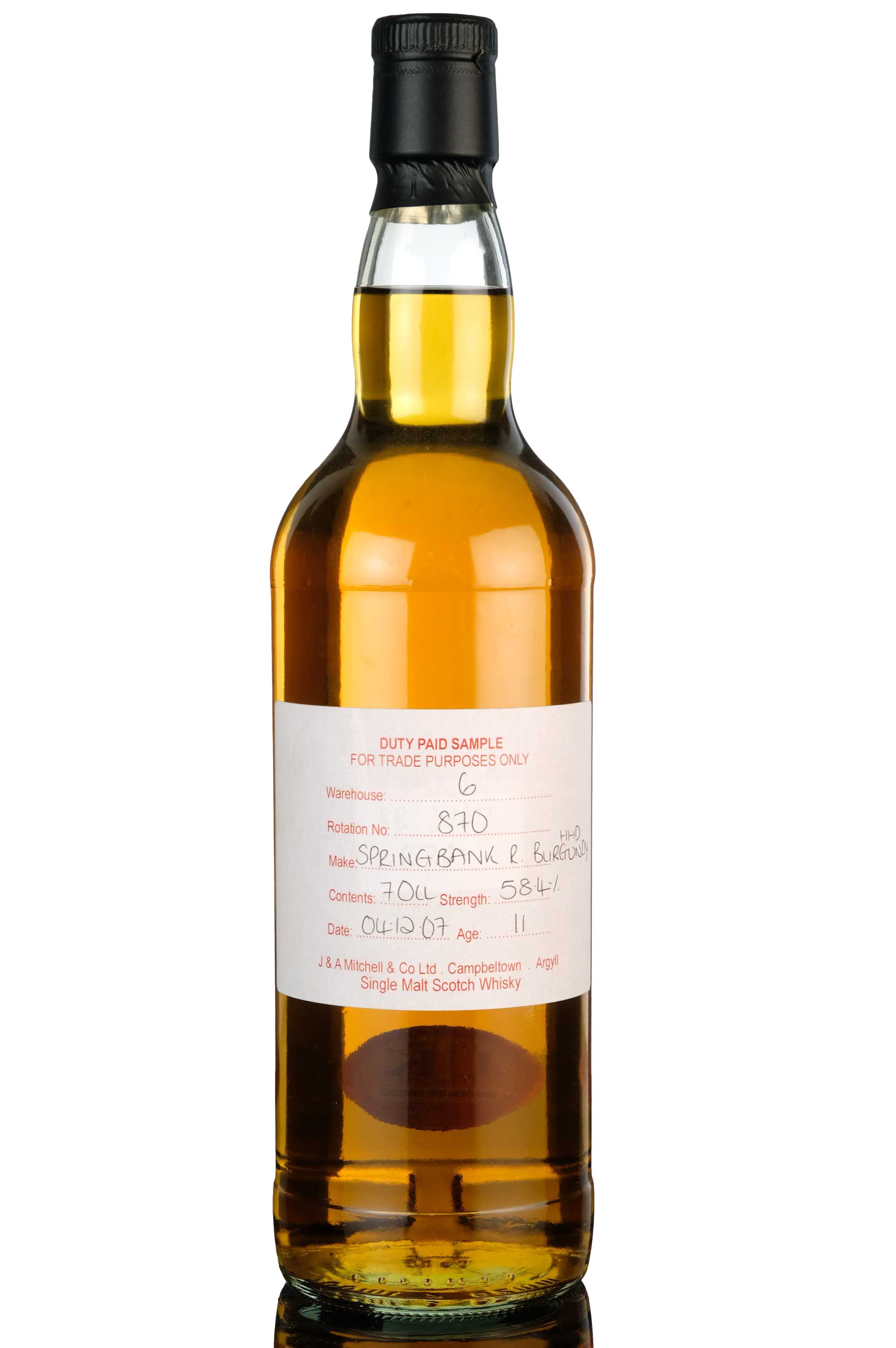 Springbank 2007 - 2019 11 Duty Paid Sample