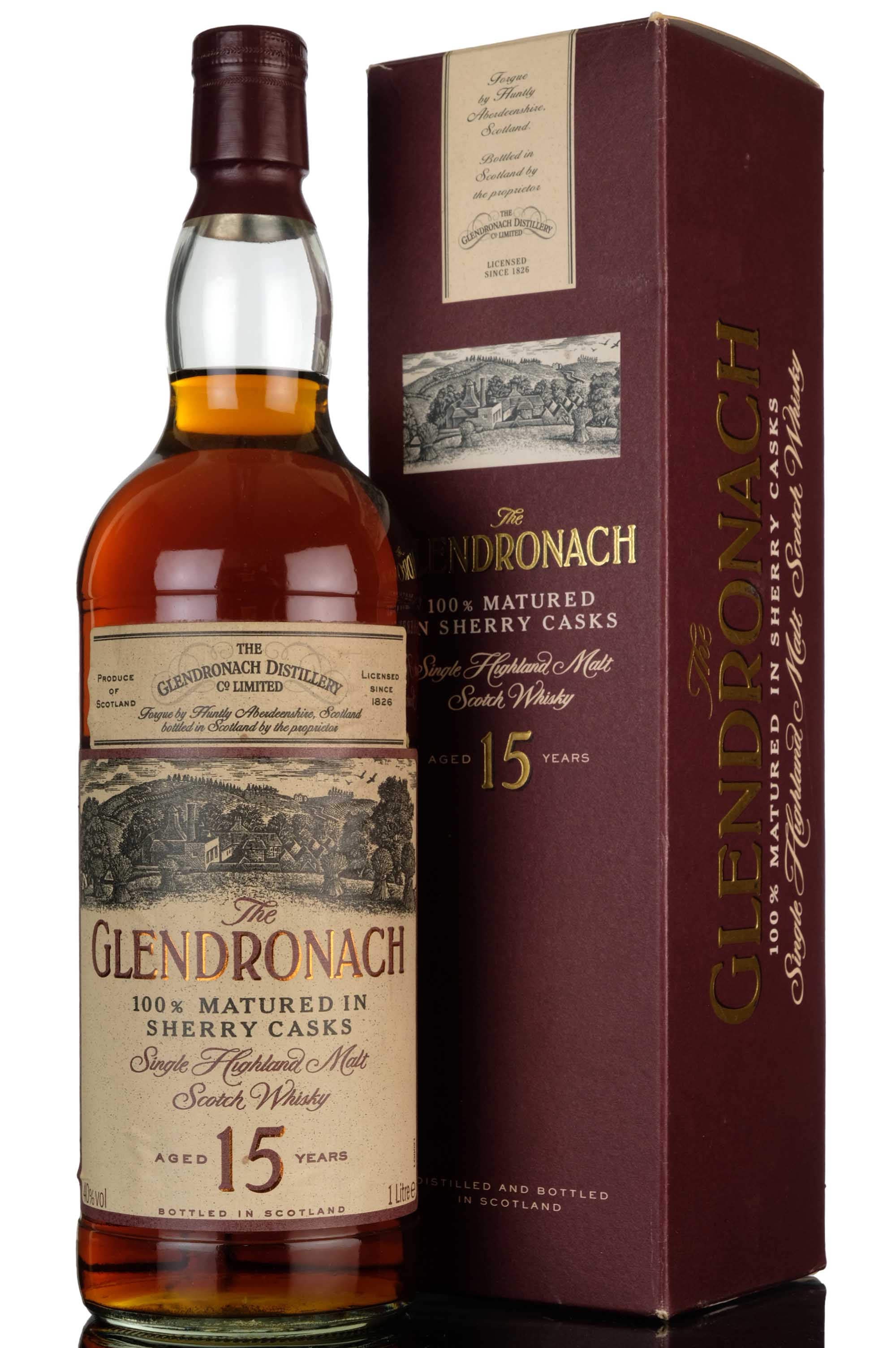 Glendronach 15 Year Old - Sherry Cask - 1990s - 1 Litre
