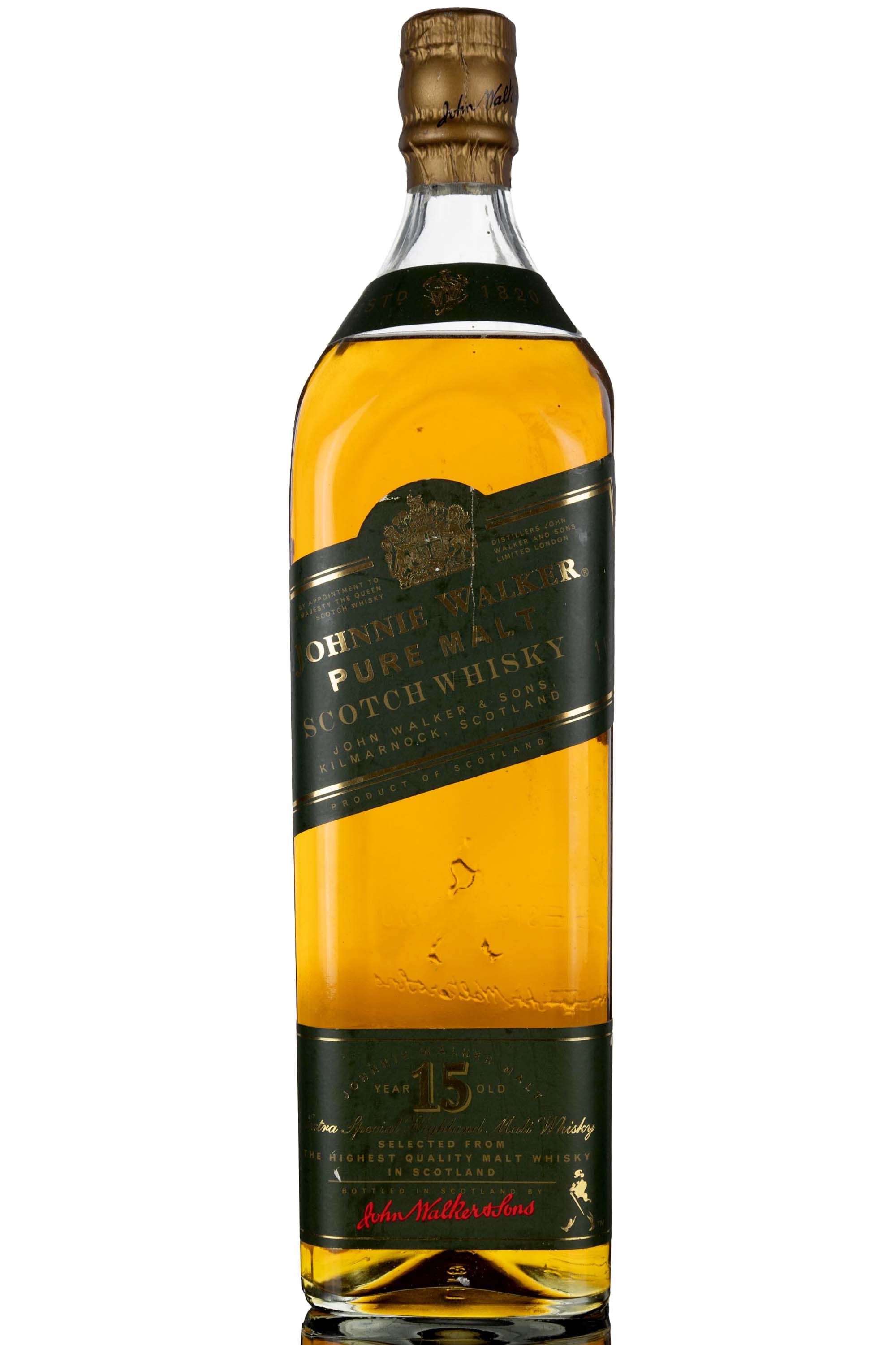 Johnnie Walker 15 Year Old - Green Label - Circa 2000 - 1 Litre