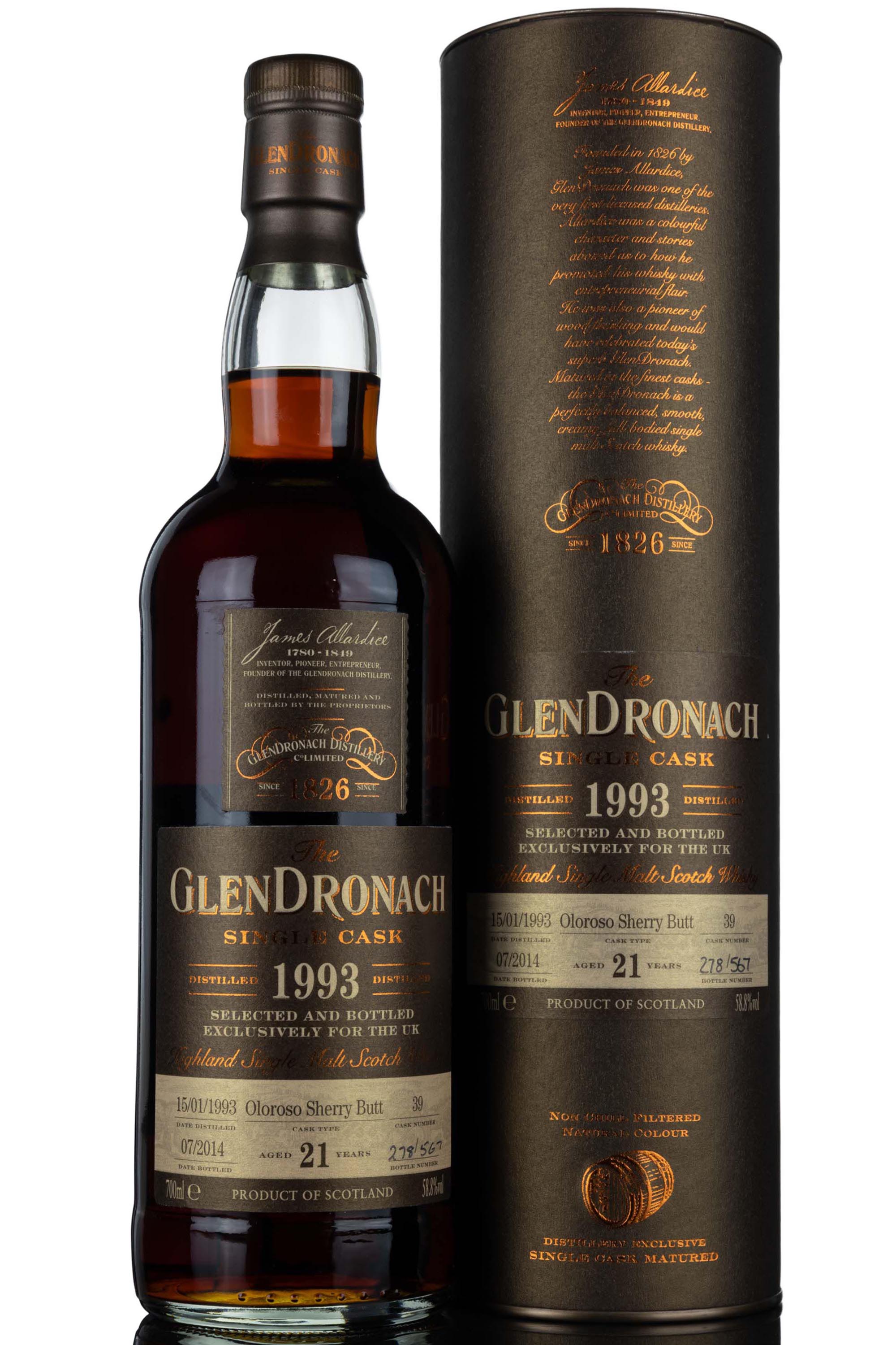 Glendronach 1993-2014 - 21 Year Old - Single Cask 39 - UK Exclusive