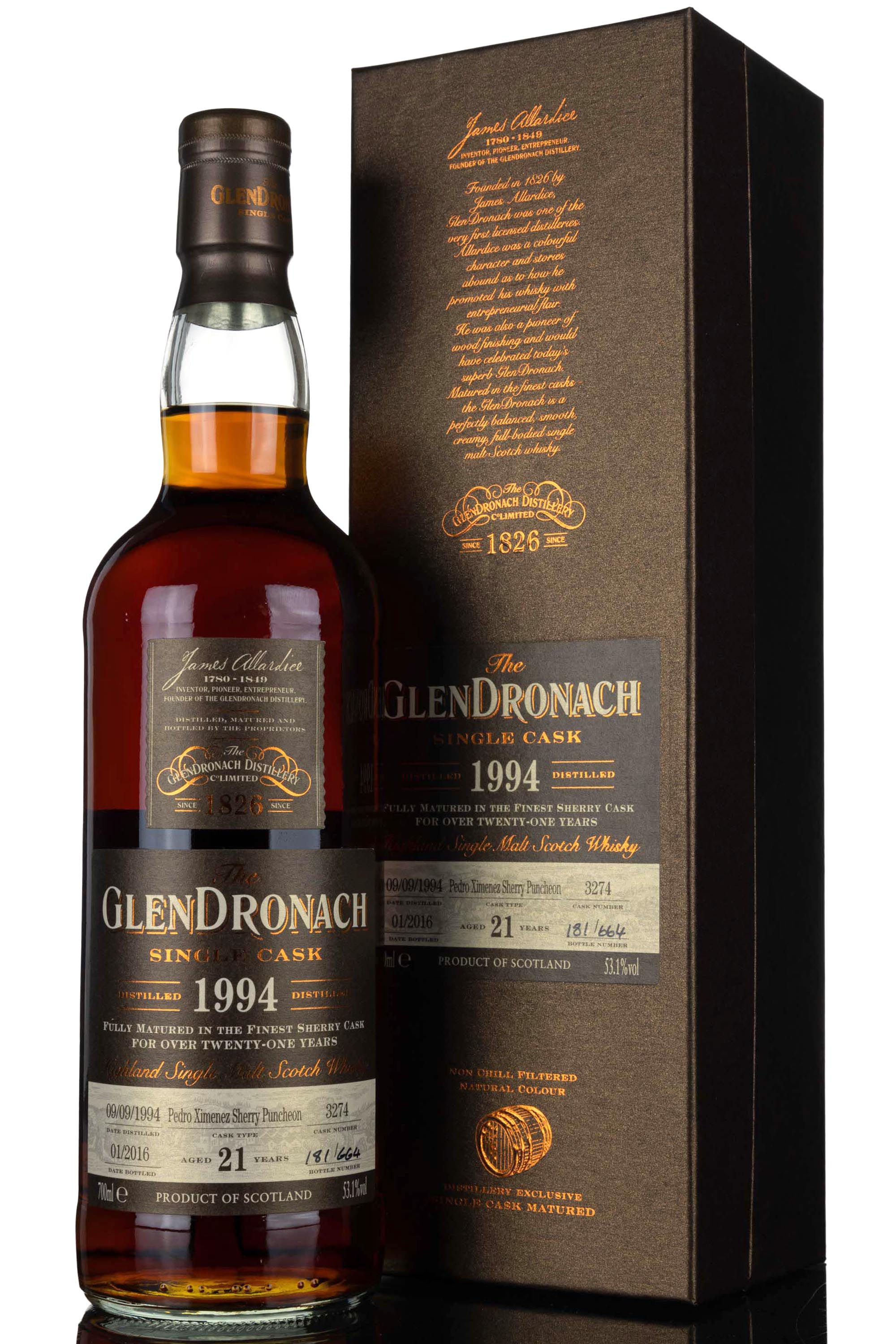 Glendronach 1994-2016 - 21 Year Old - Single Cask 3274 - Batch 13