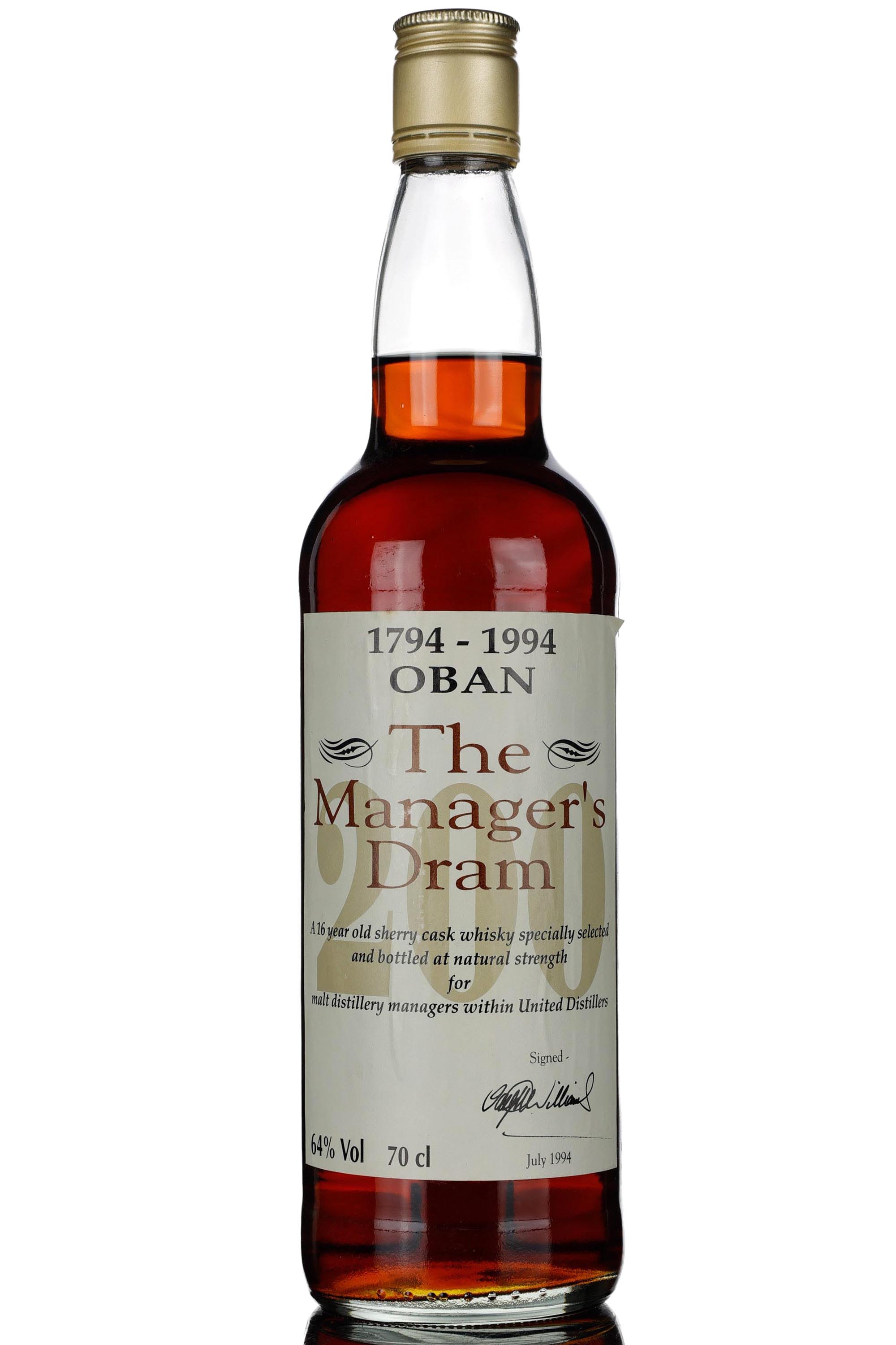 Oban 16 Year Old - Managers Dram 1994 - Bicentenary 1794-1994