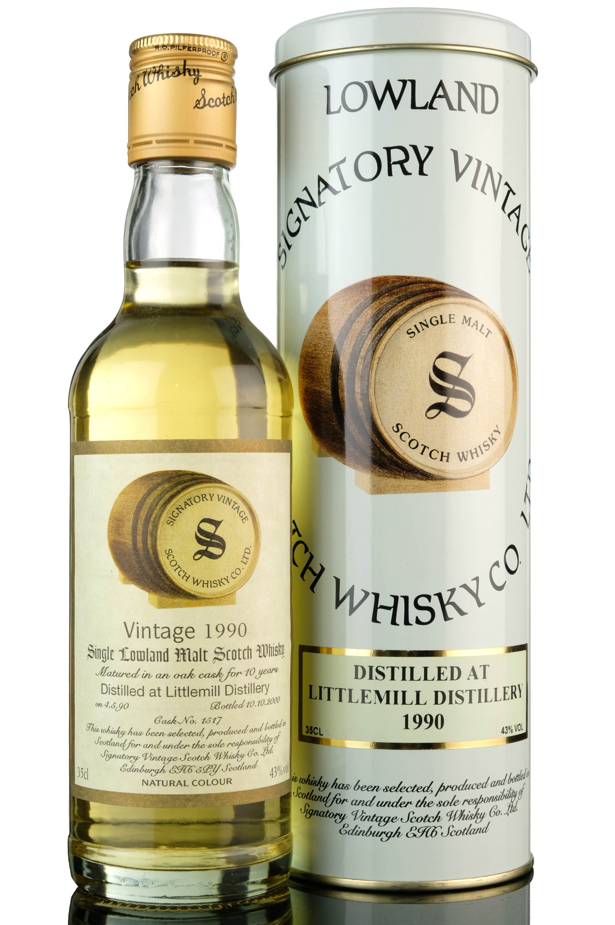 Littlemill 1990 - 2000 10 Signatory Vintage Single Cask 1517 Half Bottle