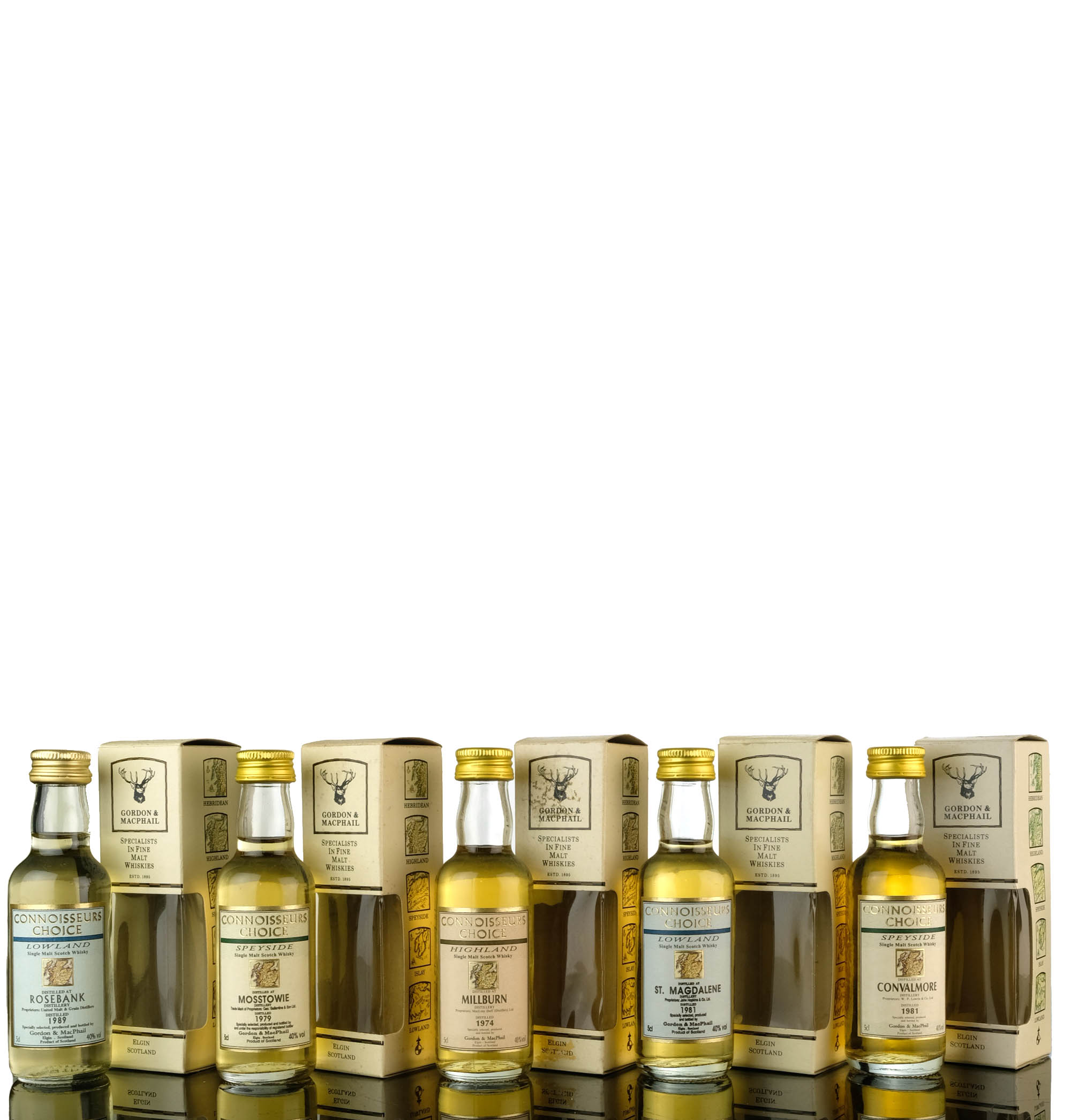 5 x Gordon & MacPhail Connoisseurs Choice Miniatures