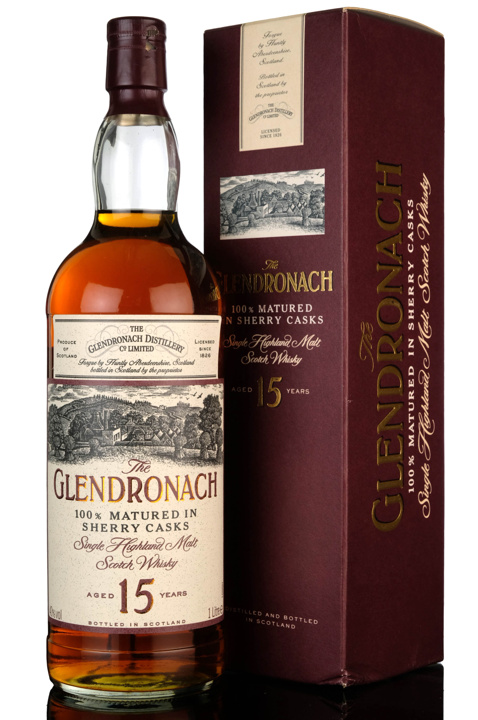 Glendronach 15 Year Old - Sherry Cask - 1990s - 1 Litre