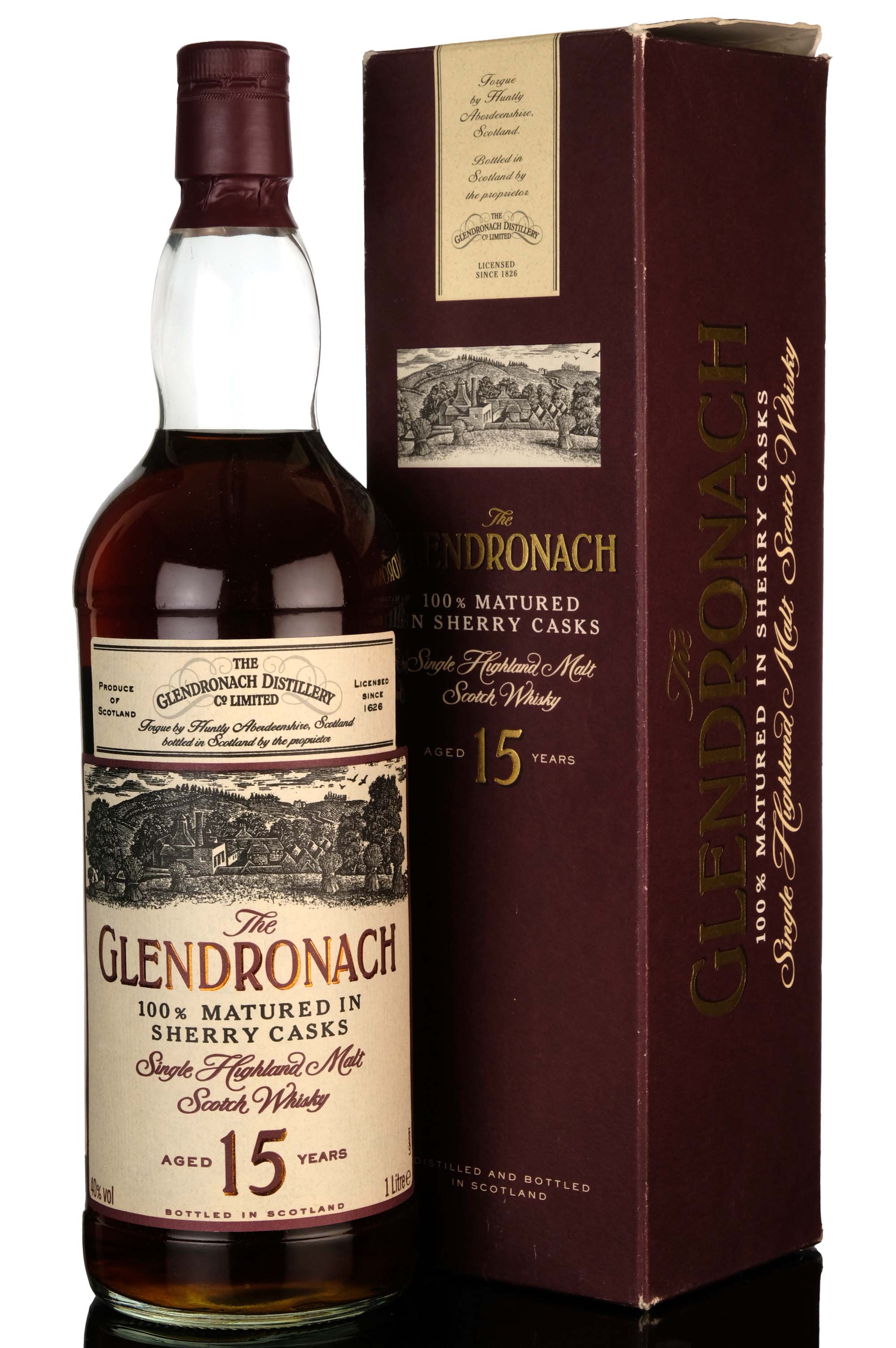 Glendronach 15 Year Old - Sherry Cask - 1990s - 1 Litre