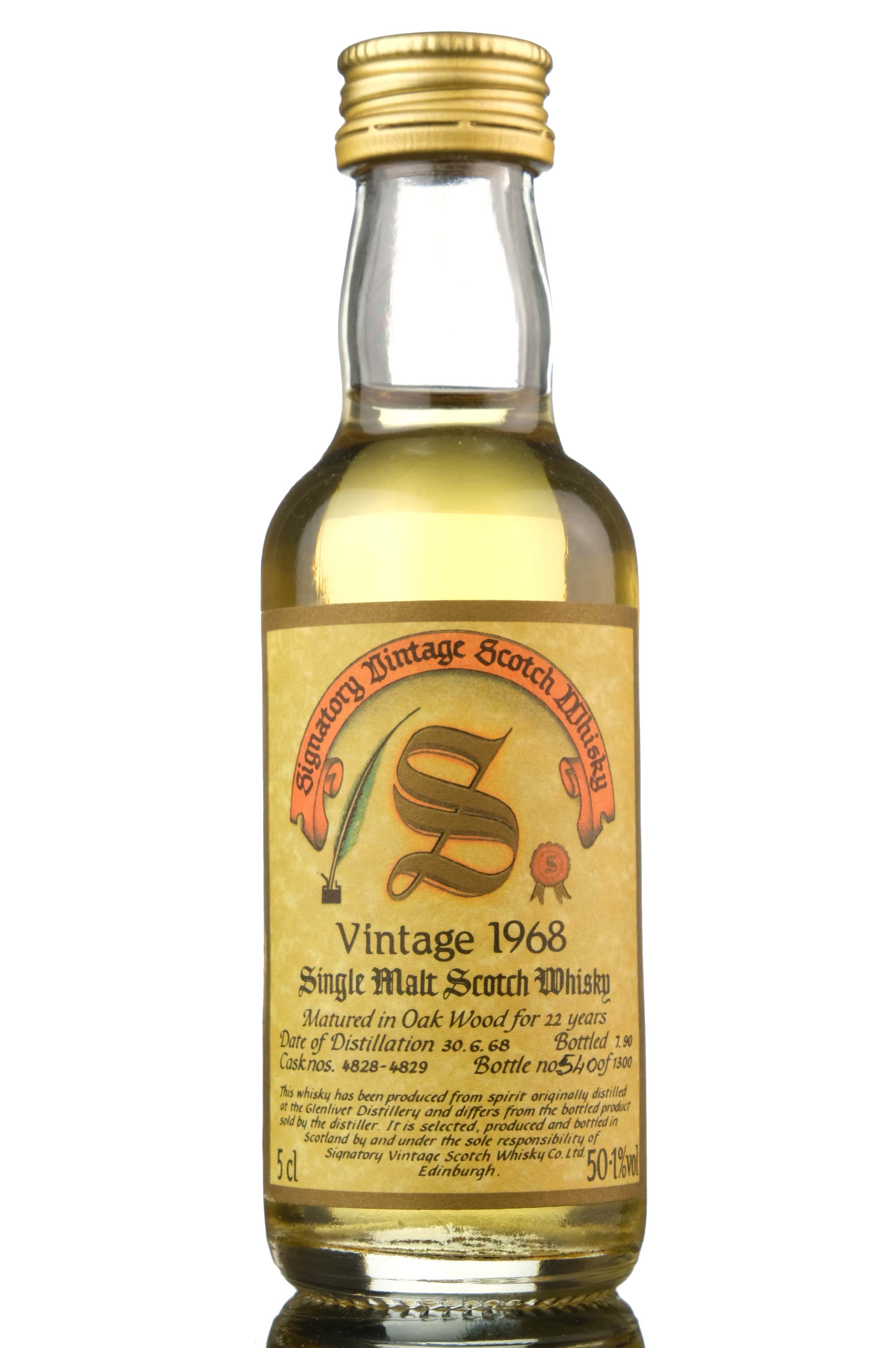 Glenlivet 1968-1990 - 22 Year Old - Signatory Vintage - Casks 4828-4829 - Miniature