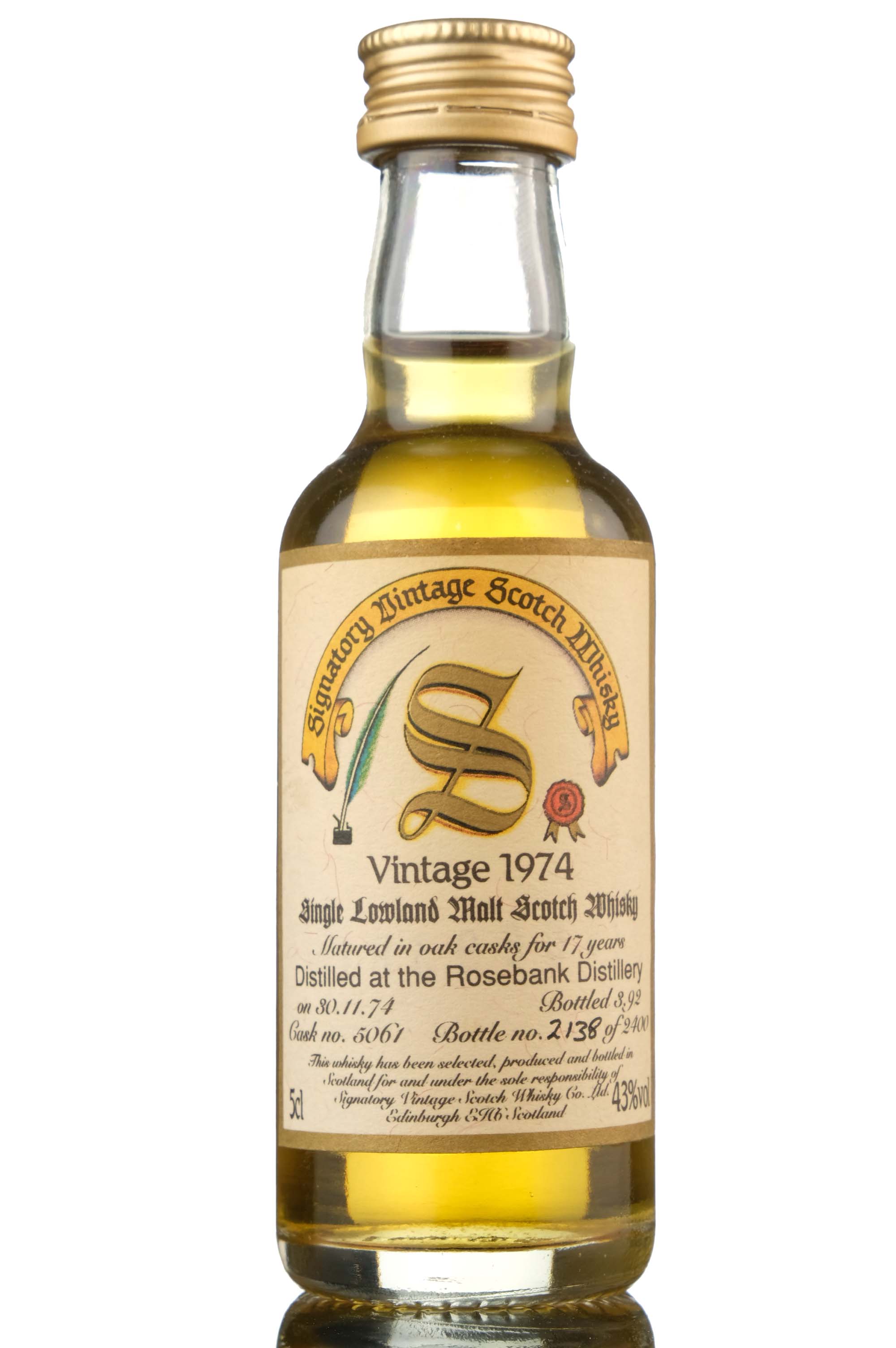 Rosebank 1974-1992 - 17 Year Old - Signatory Vintage - Single Cask 5061 - Miniature