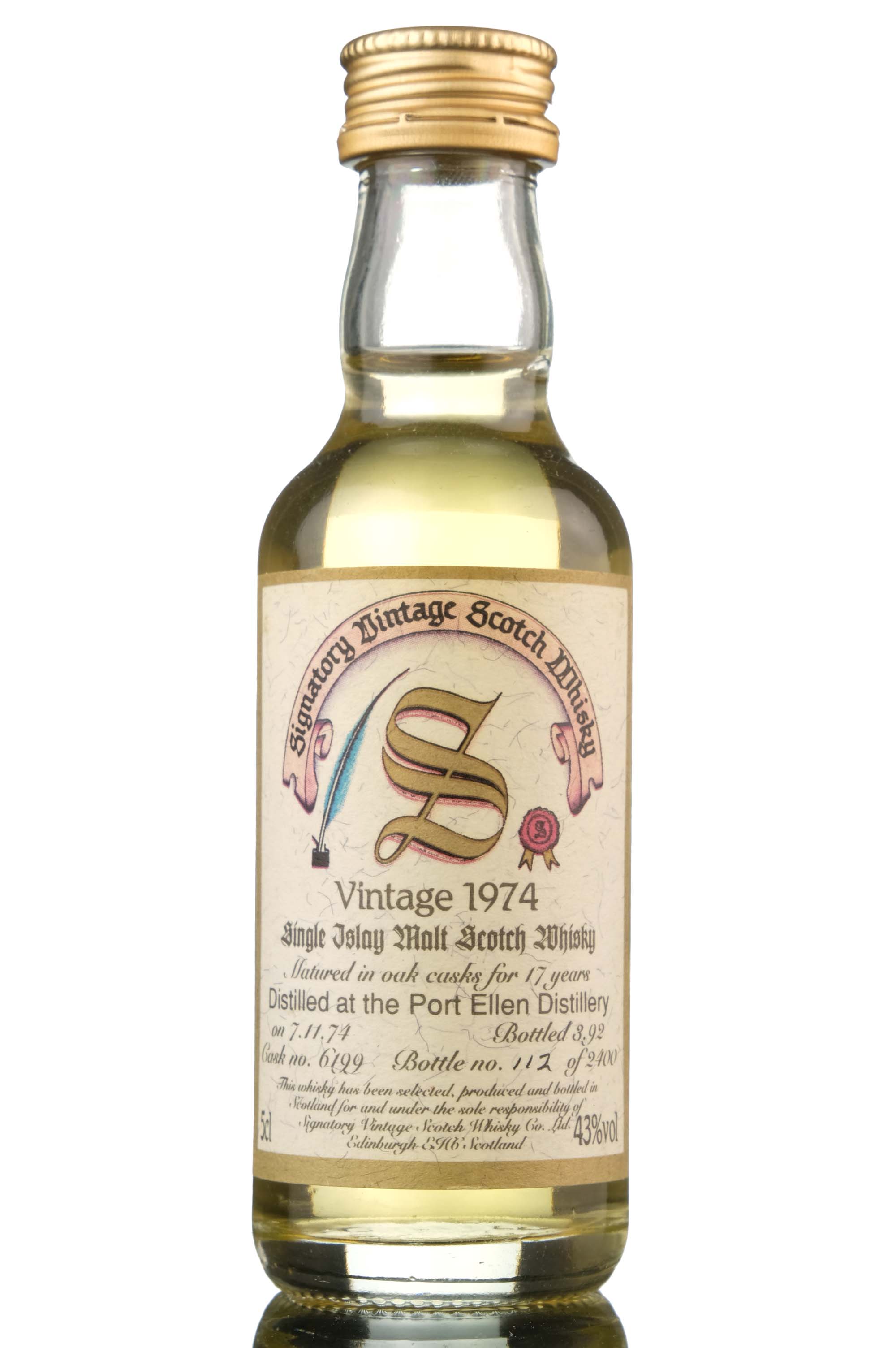 Port Ellen 1974-1992 - 17 Year Old - Signatory Vintage - Single Cask 6199 - Miniature