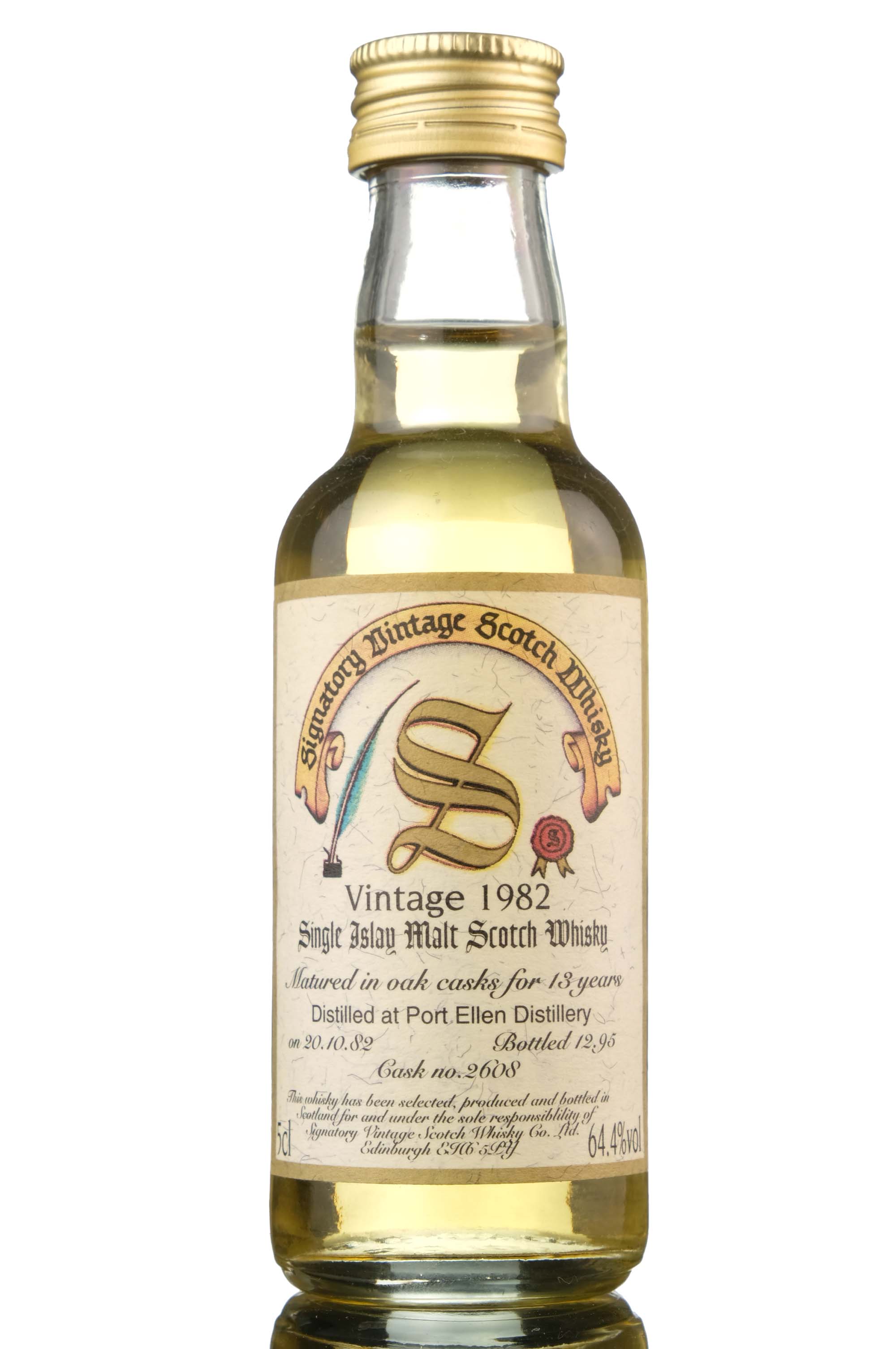 Port Ellen 1982-1995 - 13 Year Old - Signatory Vintage - Single Cask 2608 - 64.4% - Miniat