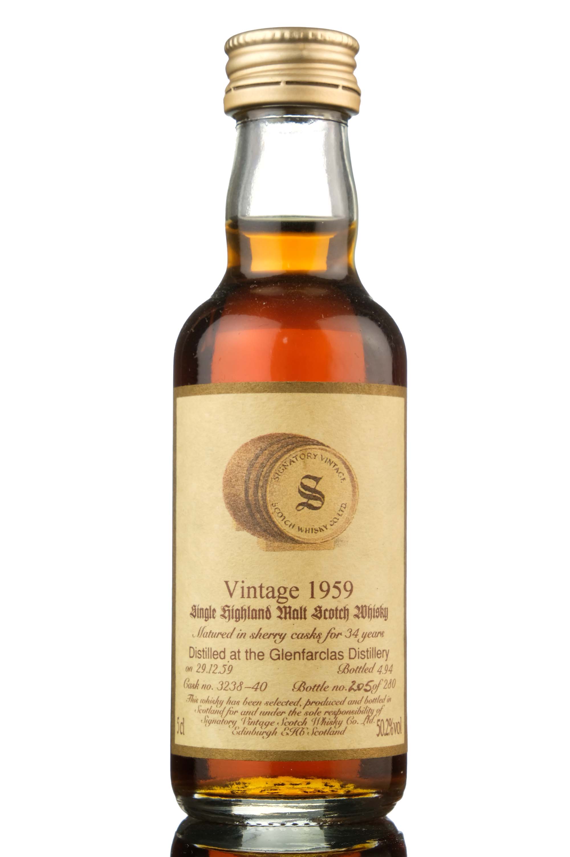 Glenfarclas 1959-1994 - 34 Year Old - Signatory Vintage - Cask 3238-40 - Miniature