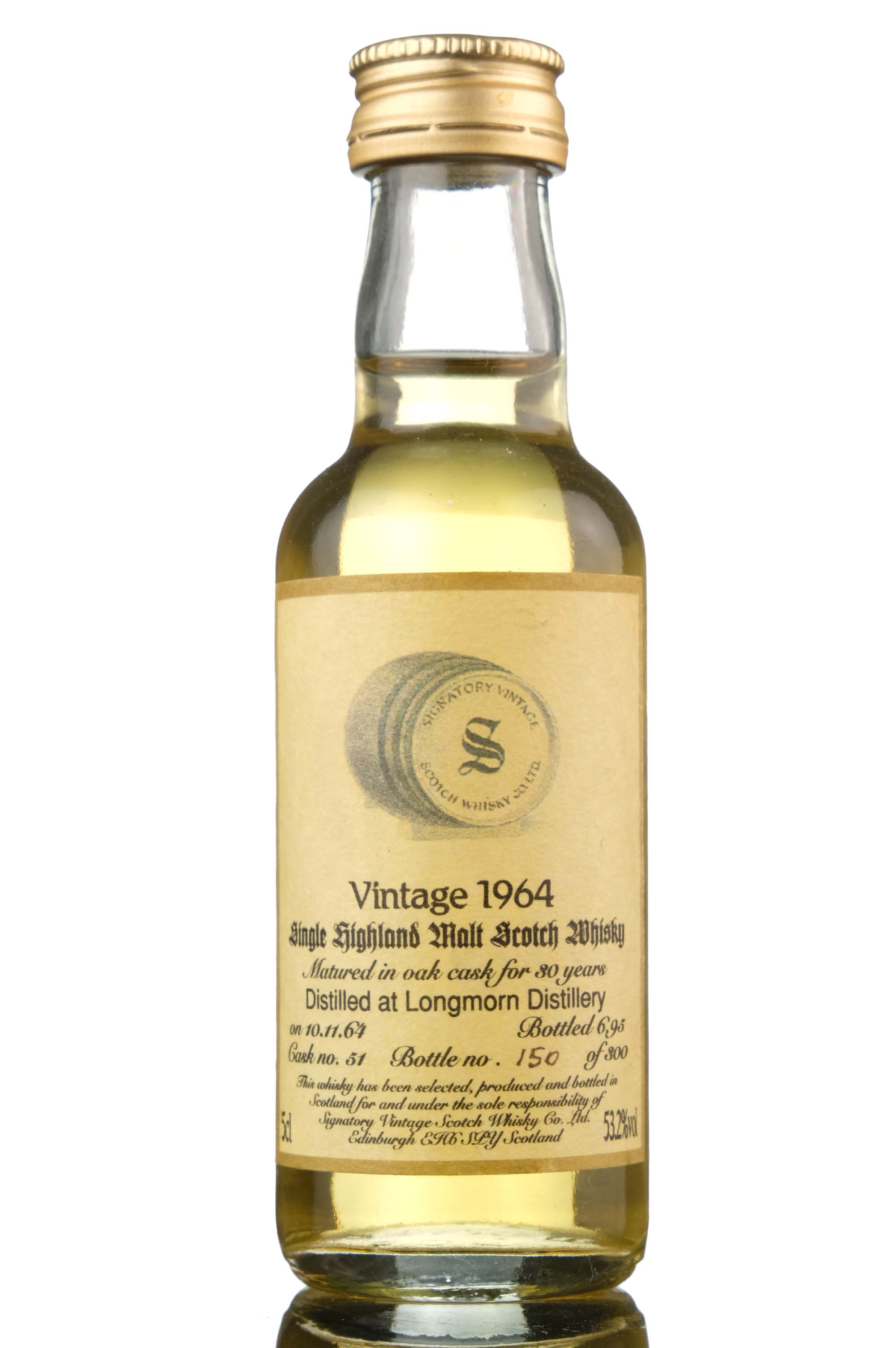 Longmorn 1964-1995 - 30 Year Old - Signatory Vintage - Single Cask 51 - Miniature