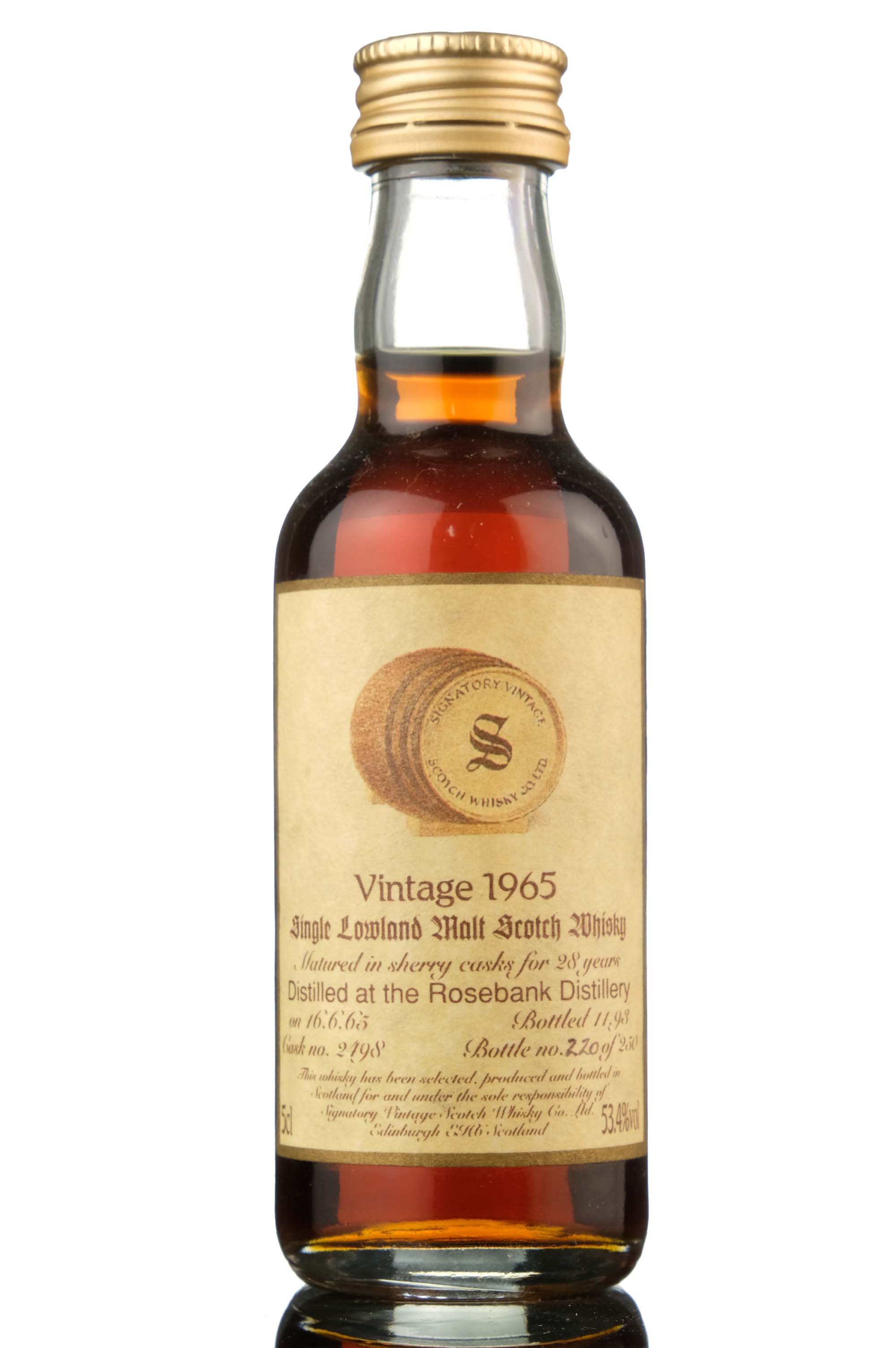 Rosebank 1965-1993 - 28 Year Old - Signatory Vintage - Single Cask 2498 - Miniature