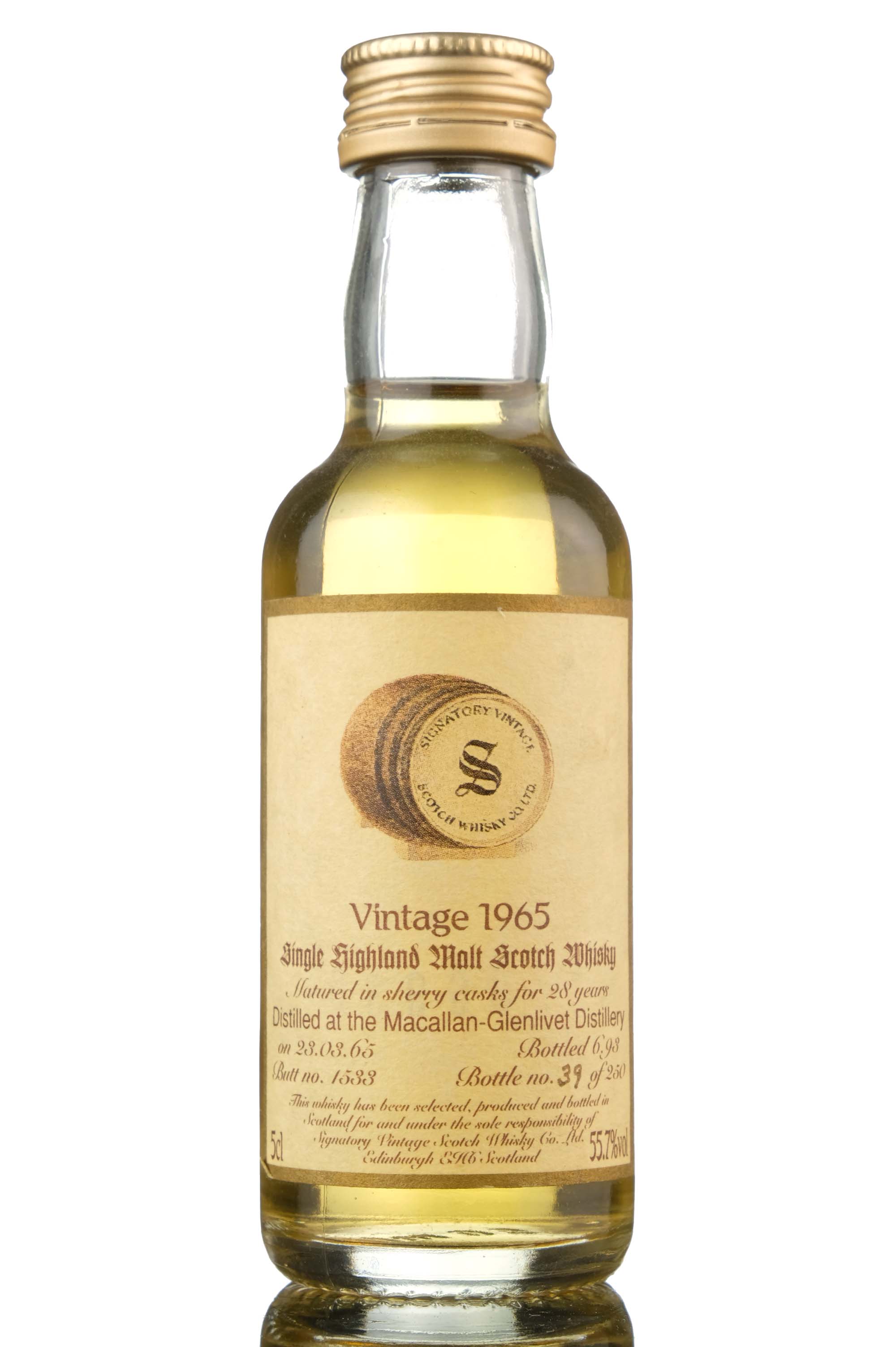 Macallan 1965-1993 - 28 Year Old - Signatory Vintage - Single Cask 1533 - Miniature