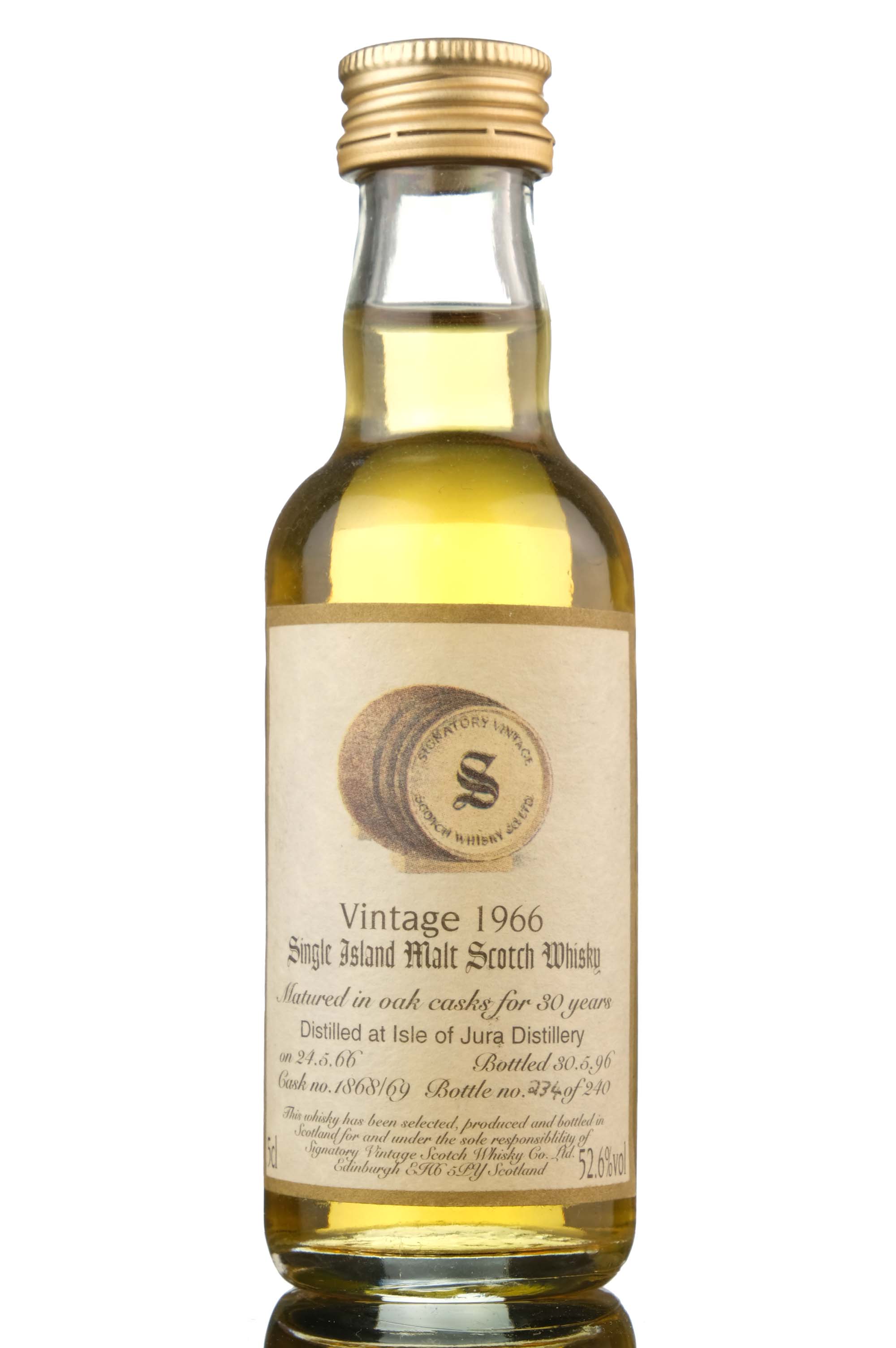 Isle Of Jura 1966-1996 - 30 Year Old - Signatory Vintage - Cask 1868-69 - Miniature