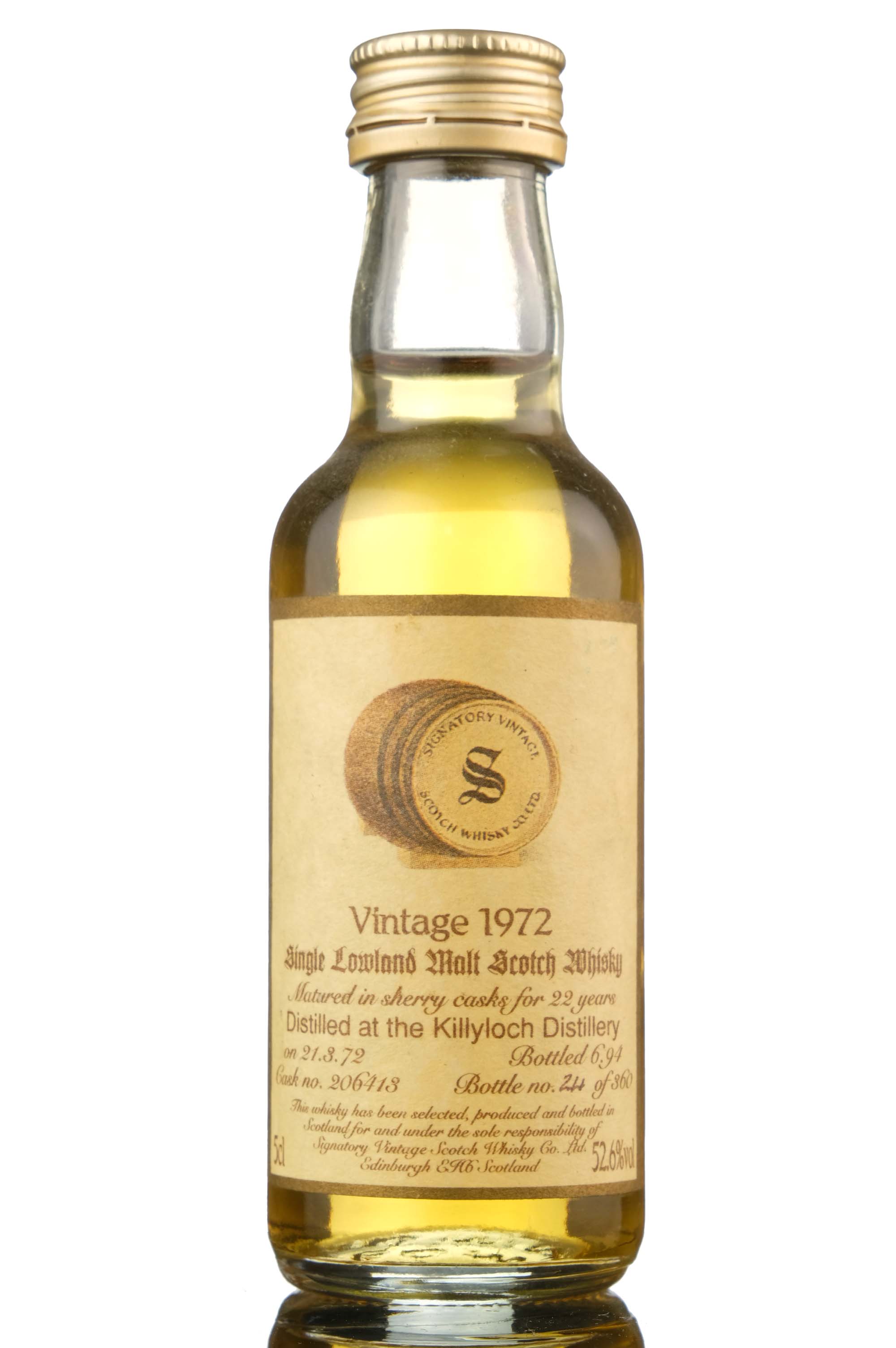 Killyloch 1972-1994 - 22 Year Old - Signatory Vintage - Single Cask 206413 - Miniature