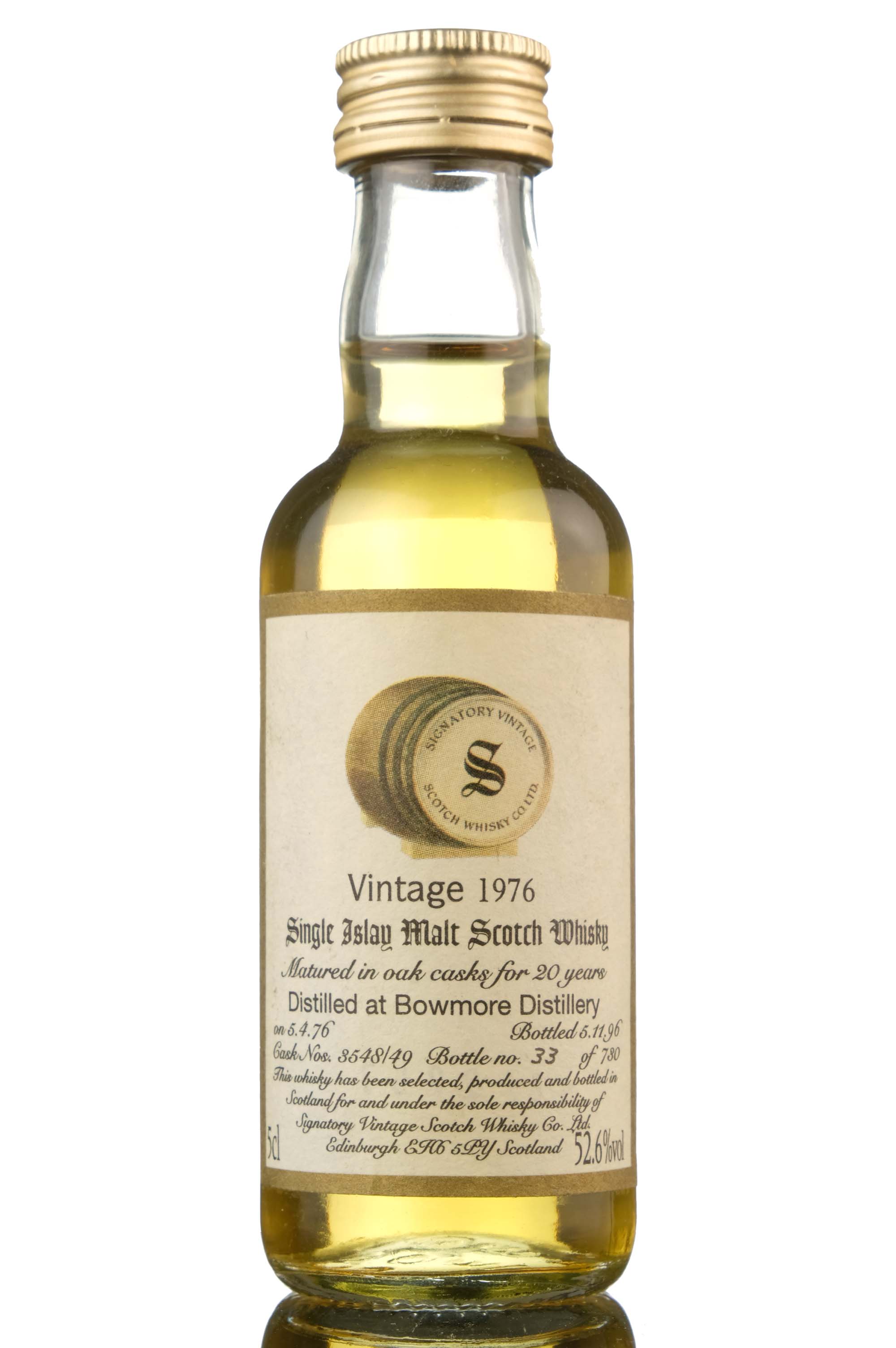 Bowmore 1976-1996 - 20 Year Old - Signatory Vintage - Casks 3548-49 - Miniature