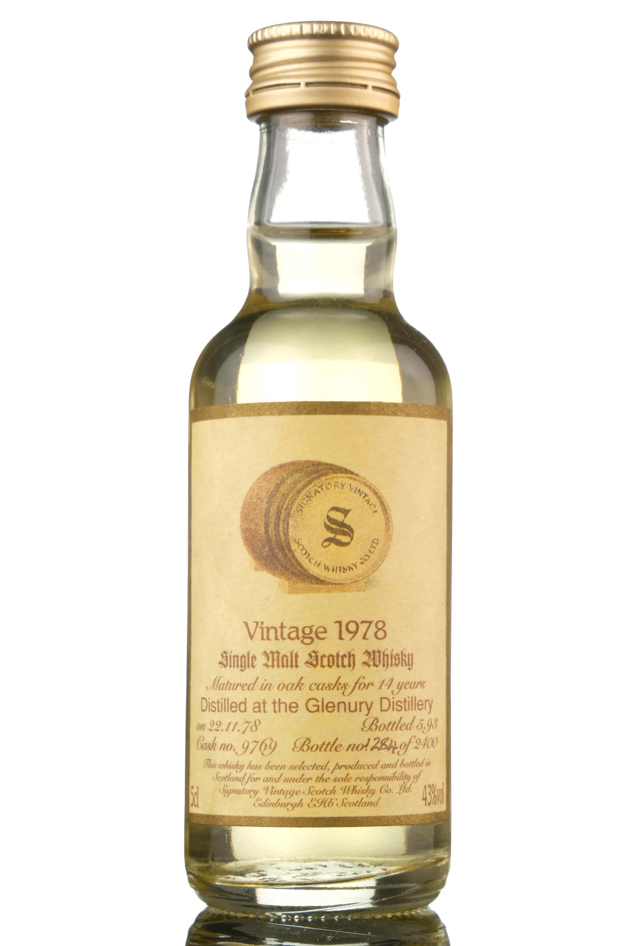 Glenury 1978-1993 - 14 Year Old - Signatory Vintage - Single Cask 9769 - Miniature