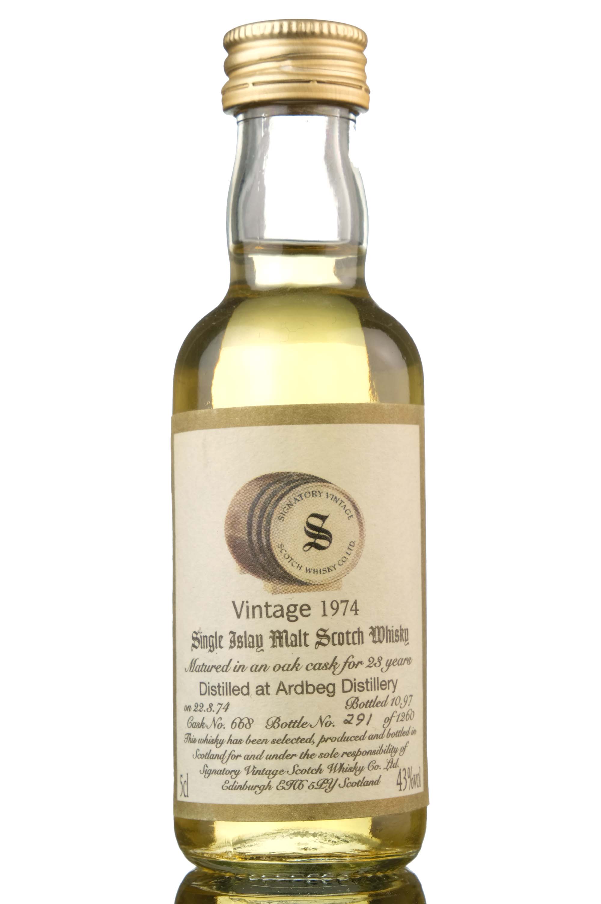 Ardbeg 1974-1997 - 23 Year Old - Signatory Vintage - Single Cask 668 - Miniature