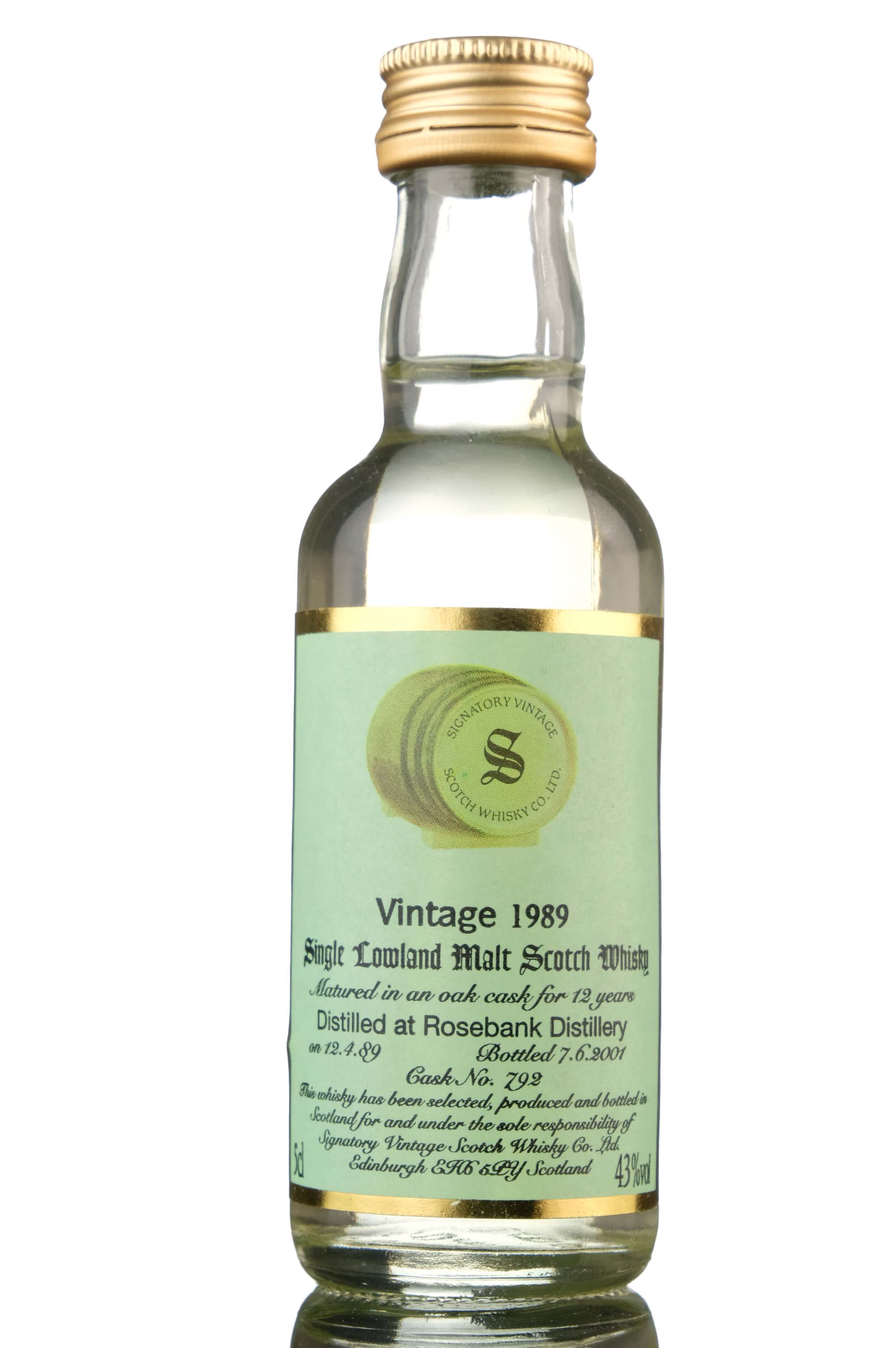 Rosebank 1989-2001 - 12 Year Old - Signatory Vintage - Single Cask 792 - Miniature