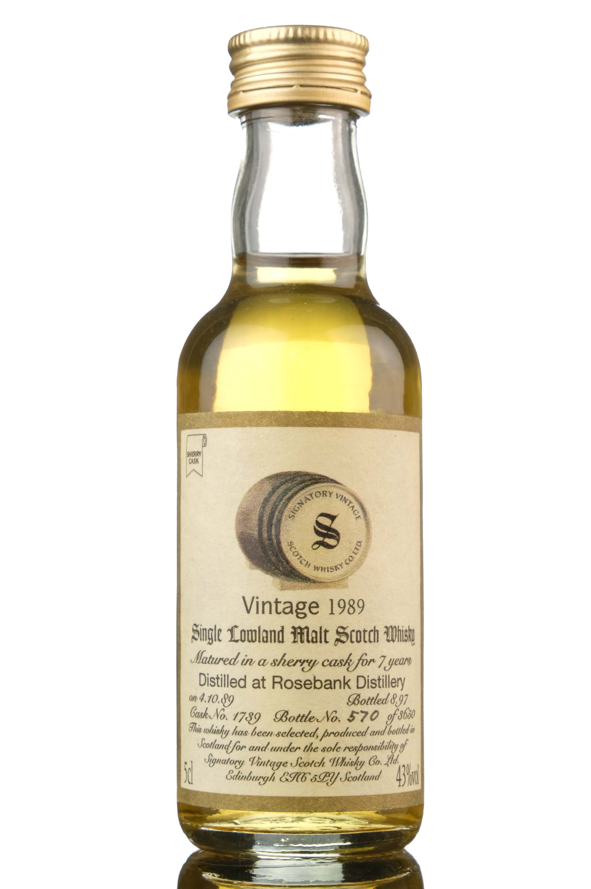 Rosebank 1989-1997 - 7 Year Old - Signatory Vintage - Single Cask 1739 - Miniature