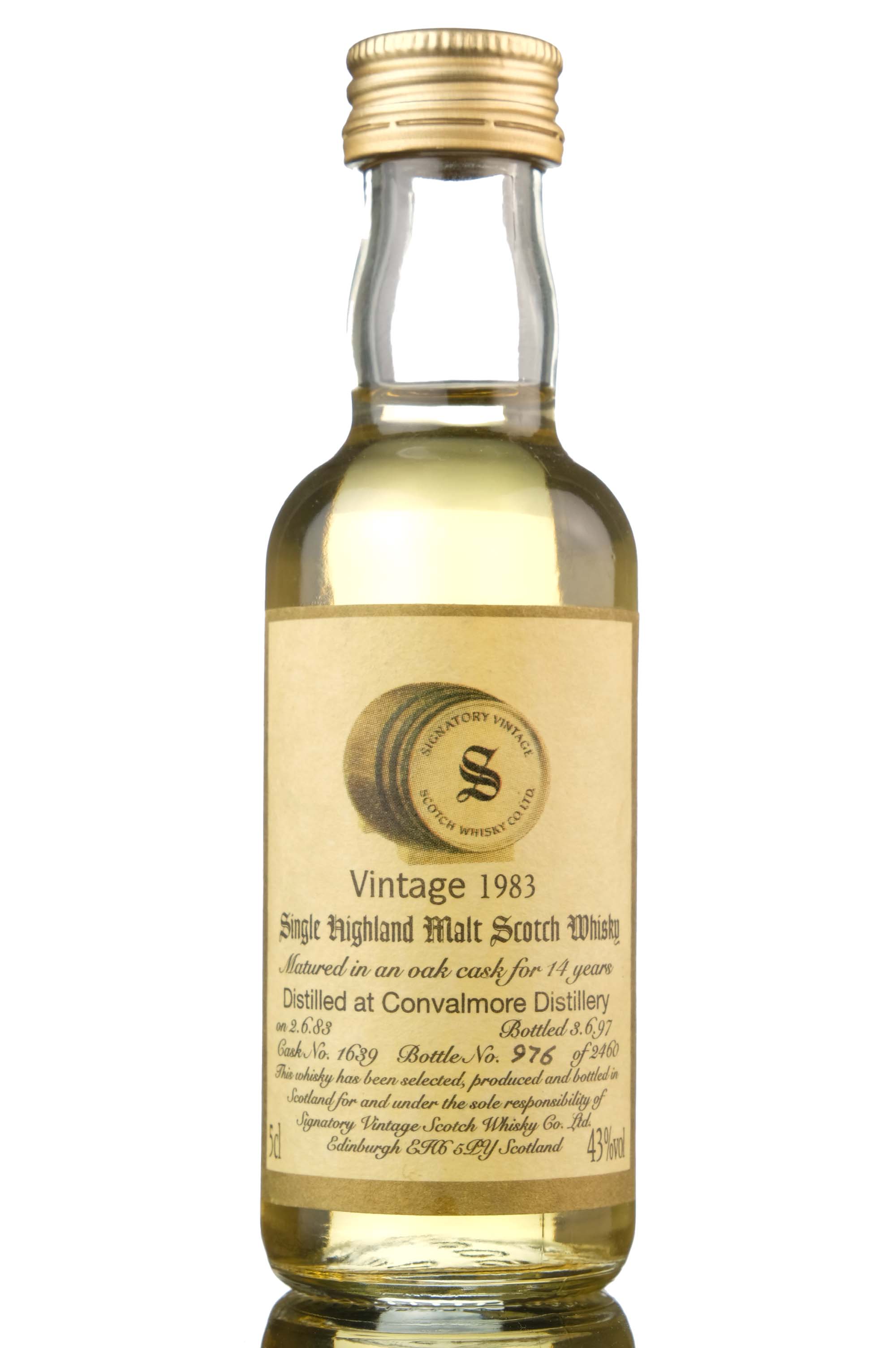 Convalmore 1983-1997 - 14 Year Old - Signatory Vintage - Single Cask 1639 - Miniature