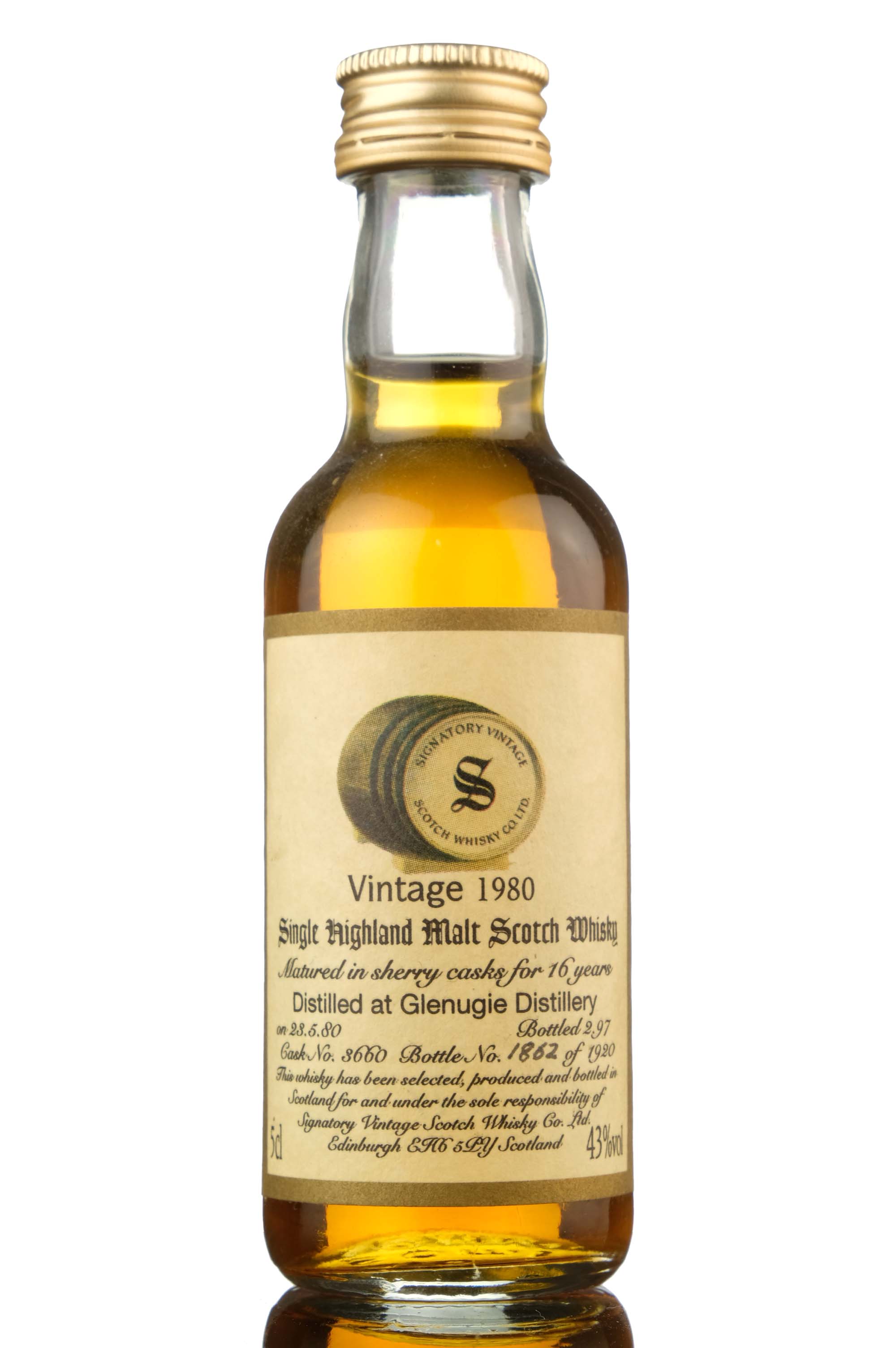 Glenugie 1980-1997 - 16 Year Old - Signatory Vintage - Single Cask 3660 - Miniature